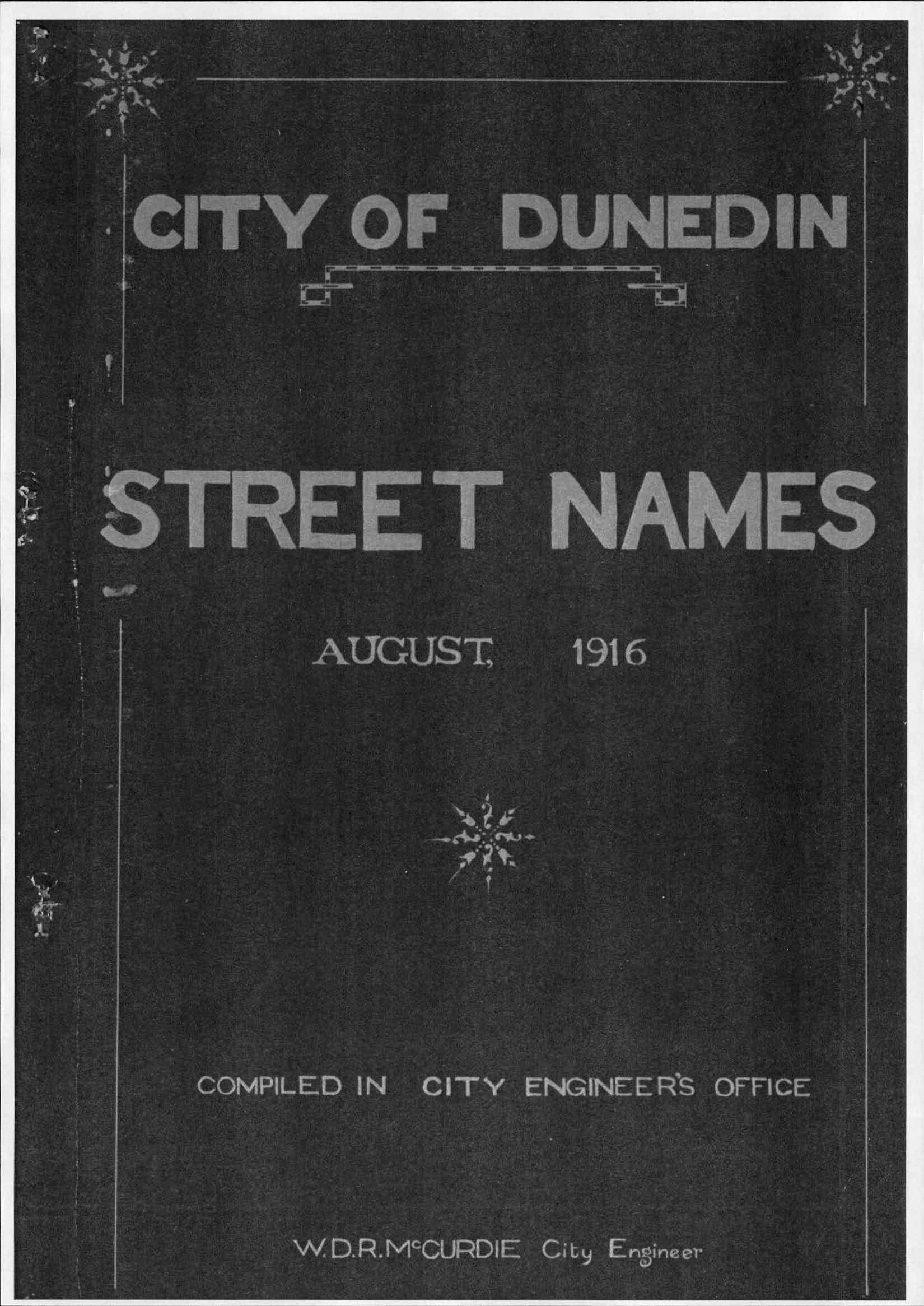 City Engineers City of Dunedin Street Names