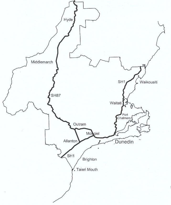 Geographical area of records covered in the Dunedin City Council Archives
