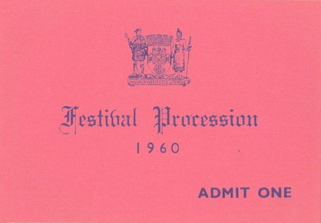 Special Seating Ticket for 1960 Festival Procession