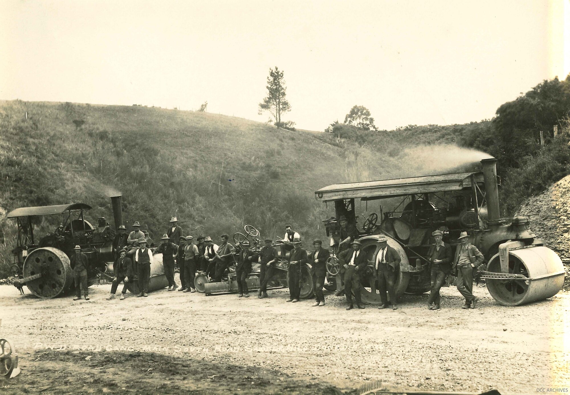 Road Gang Working on Main South Road, Saddle Hill