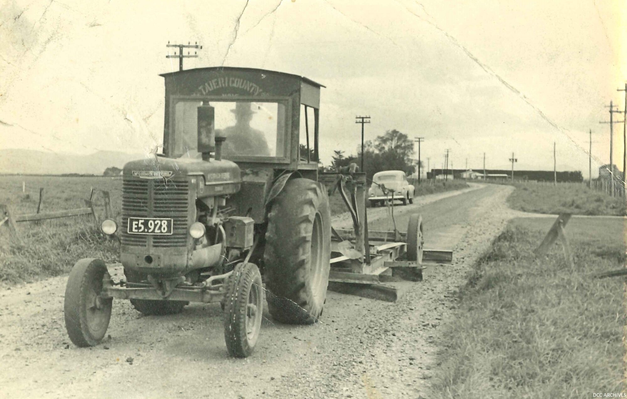 Taieri County W6 Tractor Planer on Centre Road, Momona