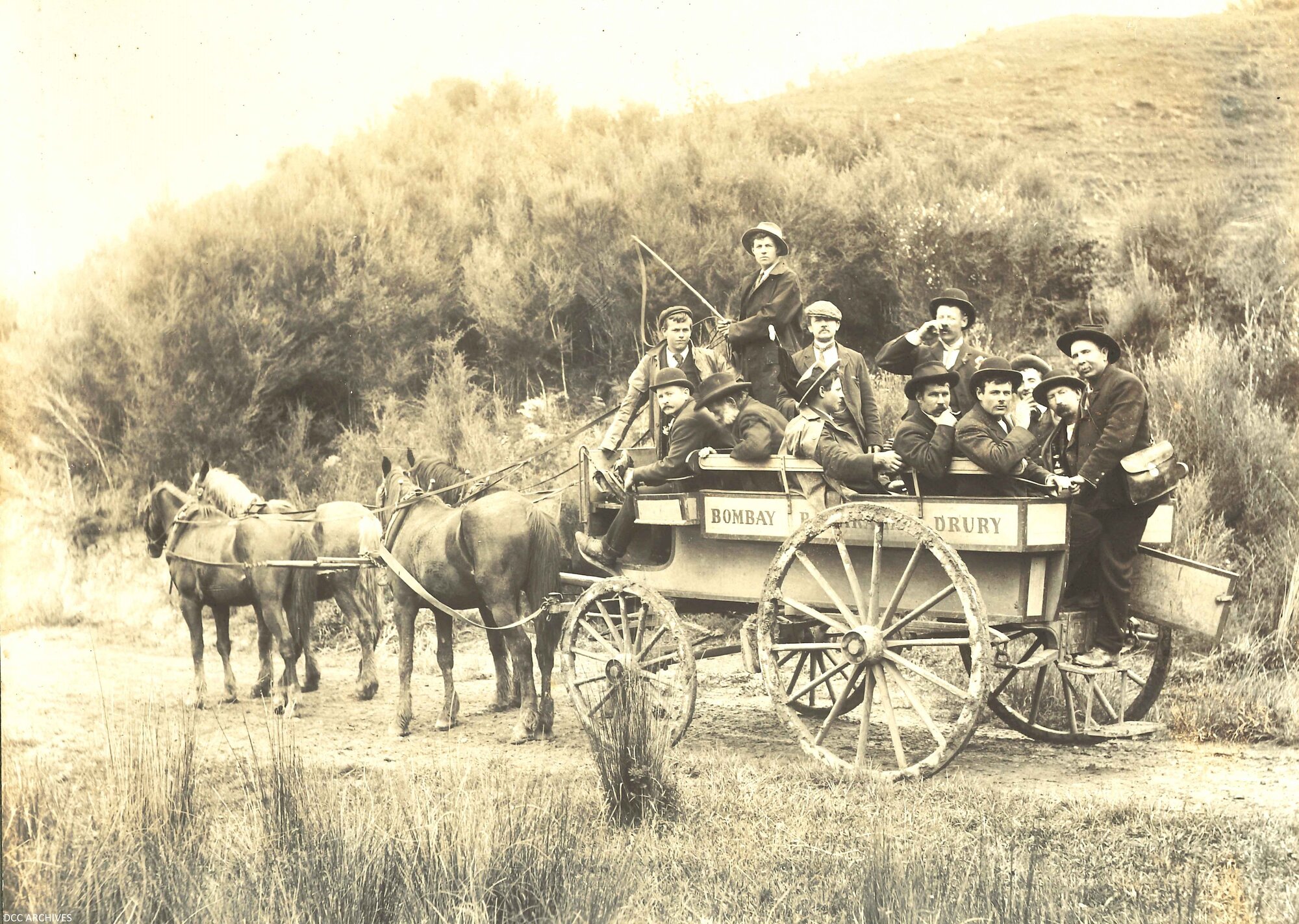 Group of Men on a Horse Carriage