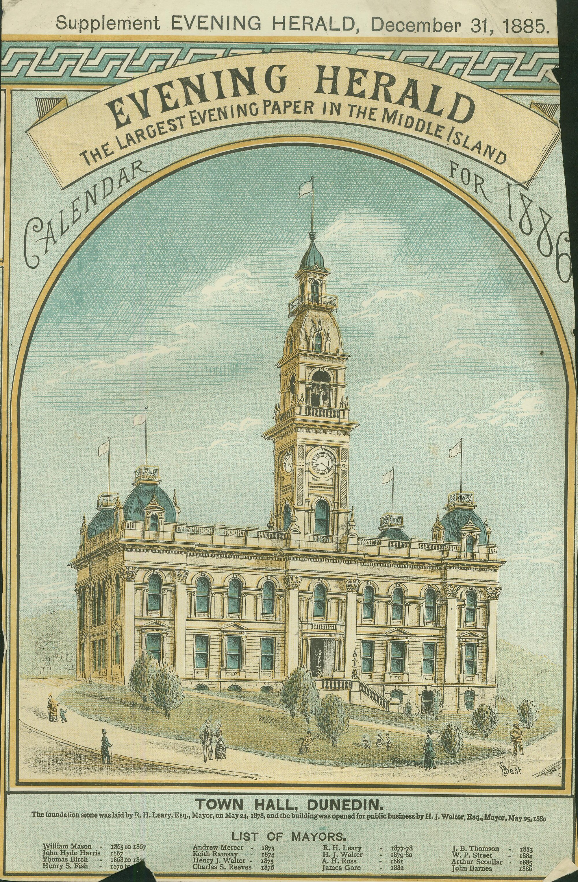 Calendar for 1886