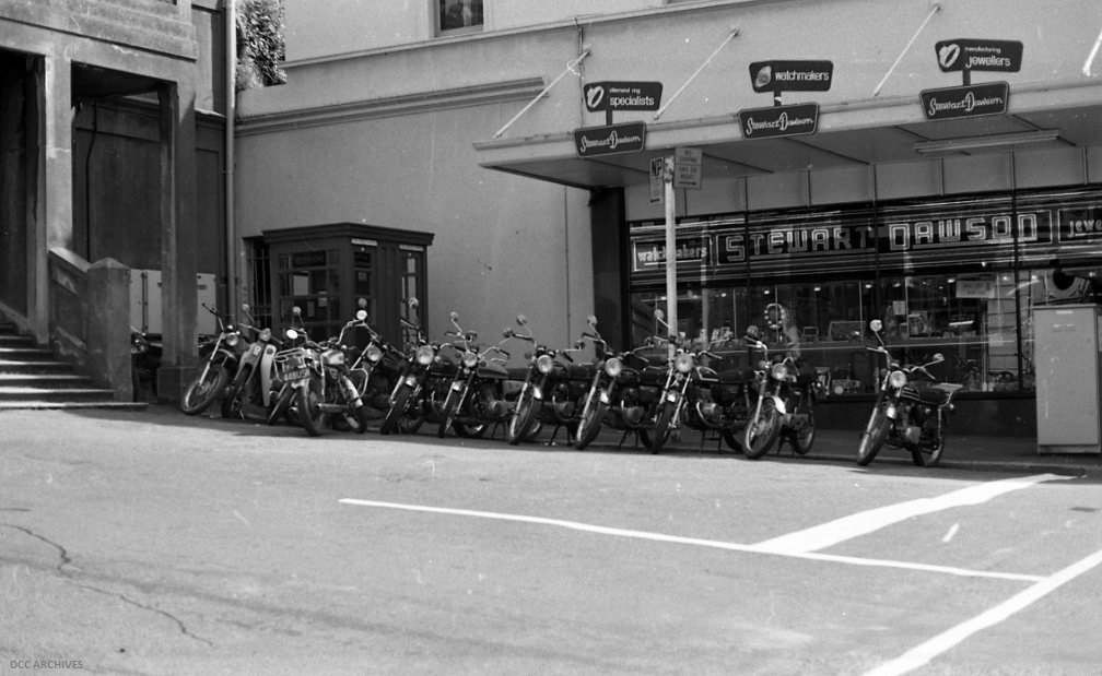 Motorcycles Parked on Dowling Street