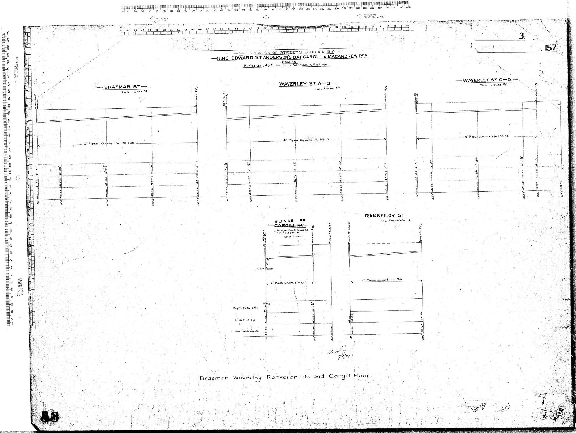 Reticulation of Streets Bounded By - King Edward Street, Anderson's Bay, Cargill and MacAndrew Roads - Braemar Street, Waverley Street, Rankeilor Street and Cargill Road