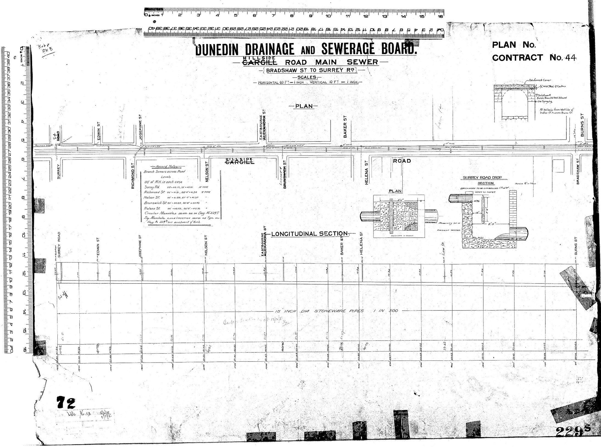 Hillside Road Main Sewer - Bradshaw Street to Surrey Road - Scales