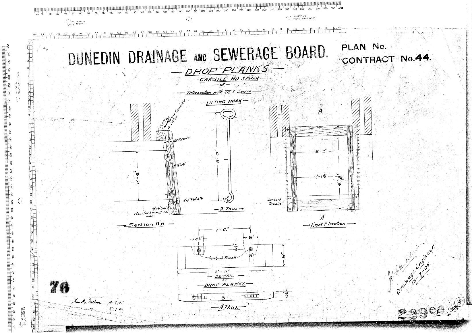 Drop Planks - Cargill Road Sewer at Intersection with M.I. Sewer
