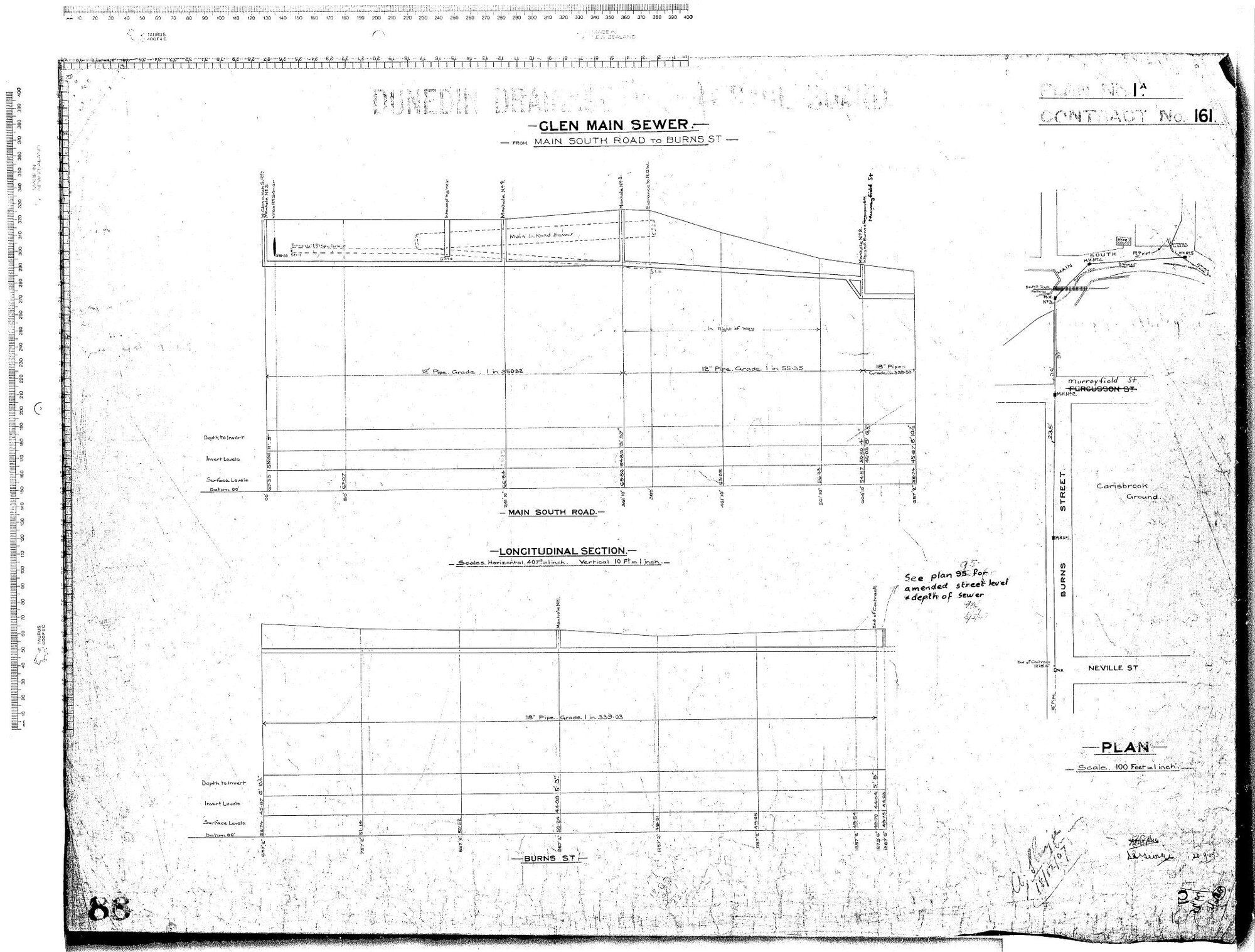 Glen Main Sewer - From Main South Road to Burns Street