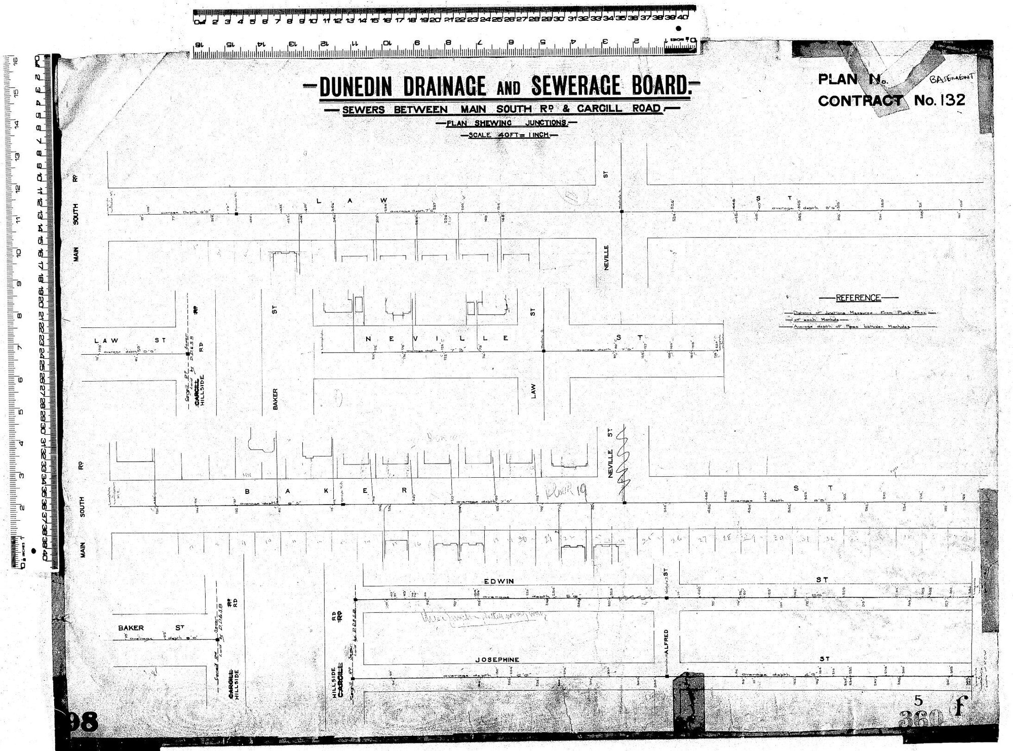 Sewers Between Main South Road &amp; Cargill Road - Plan Shewing Junctions