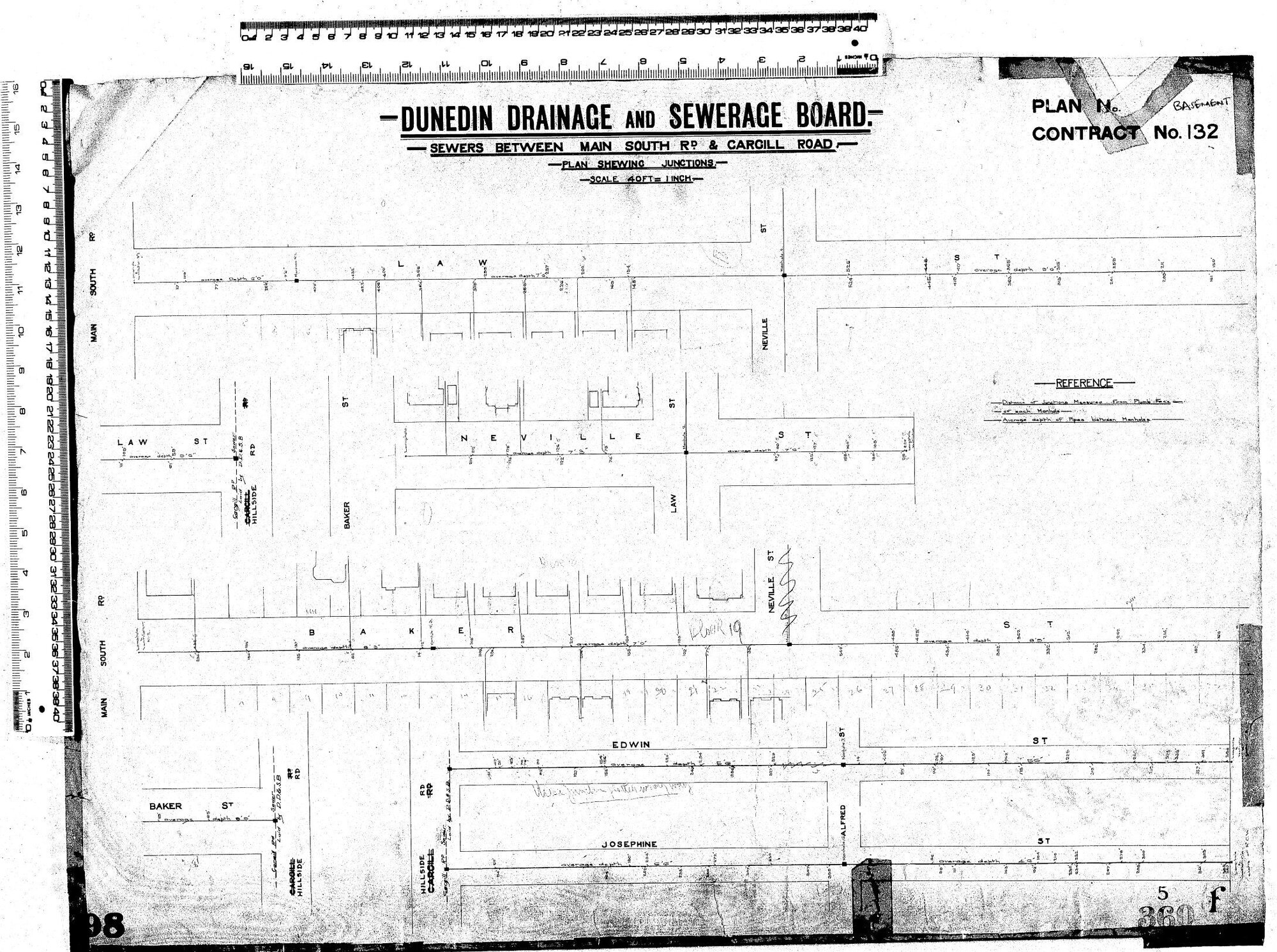 Sewers Between Main South Road &amp; Cargill Road - Plan Shewing Junctions
