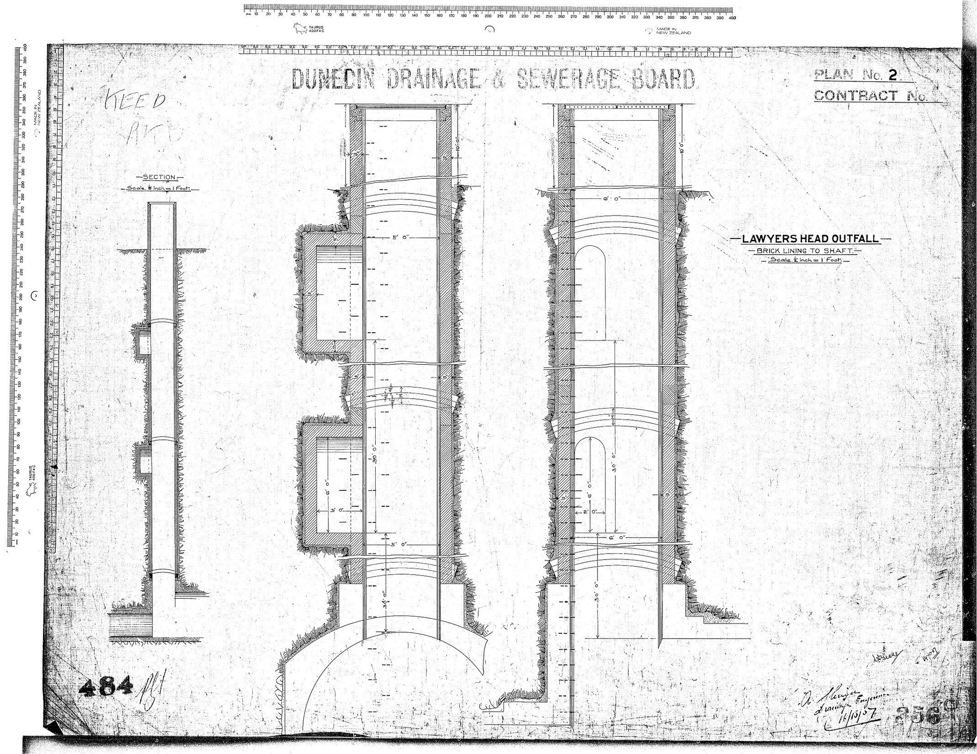 LAWYERS HEAD OUTFALL - BRICK LINING TO SHAFT 
