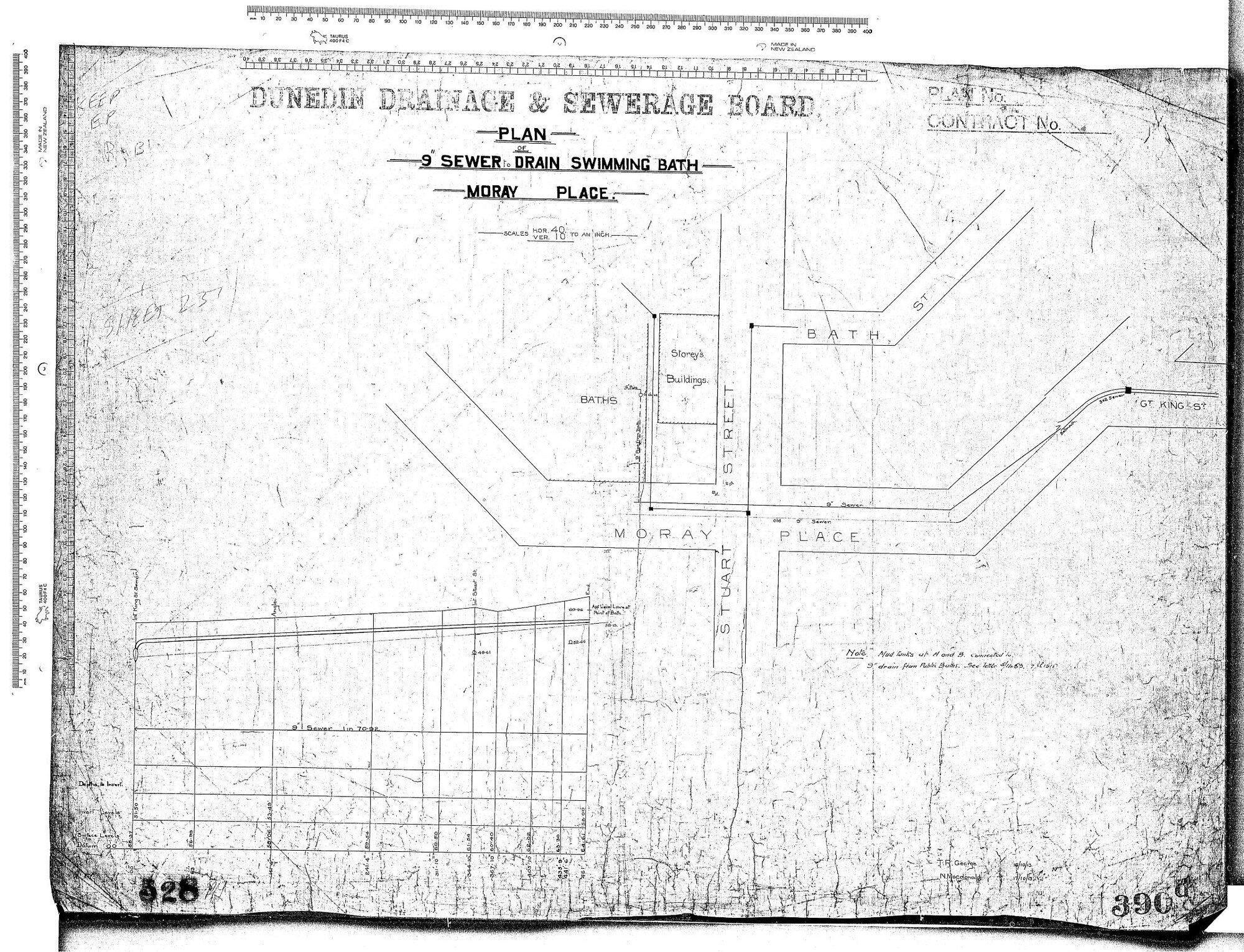 PLAN - 9" SEWER DRAIN SWIMMING BATH - MORAY PLACE