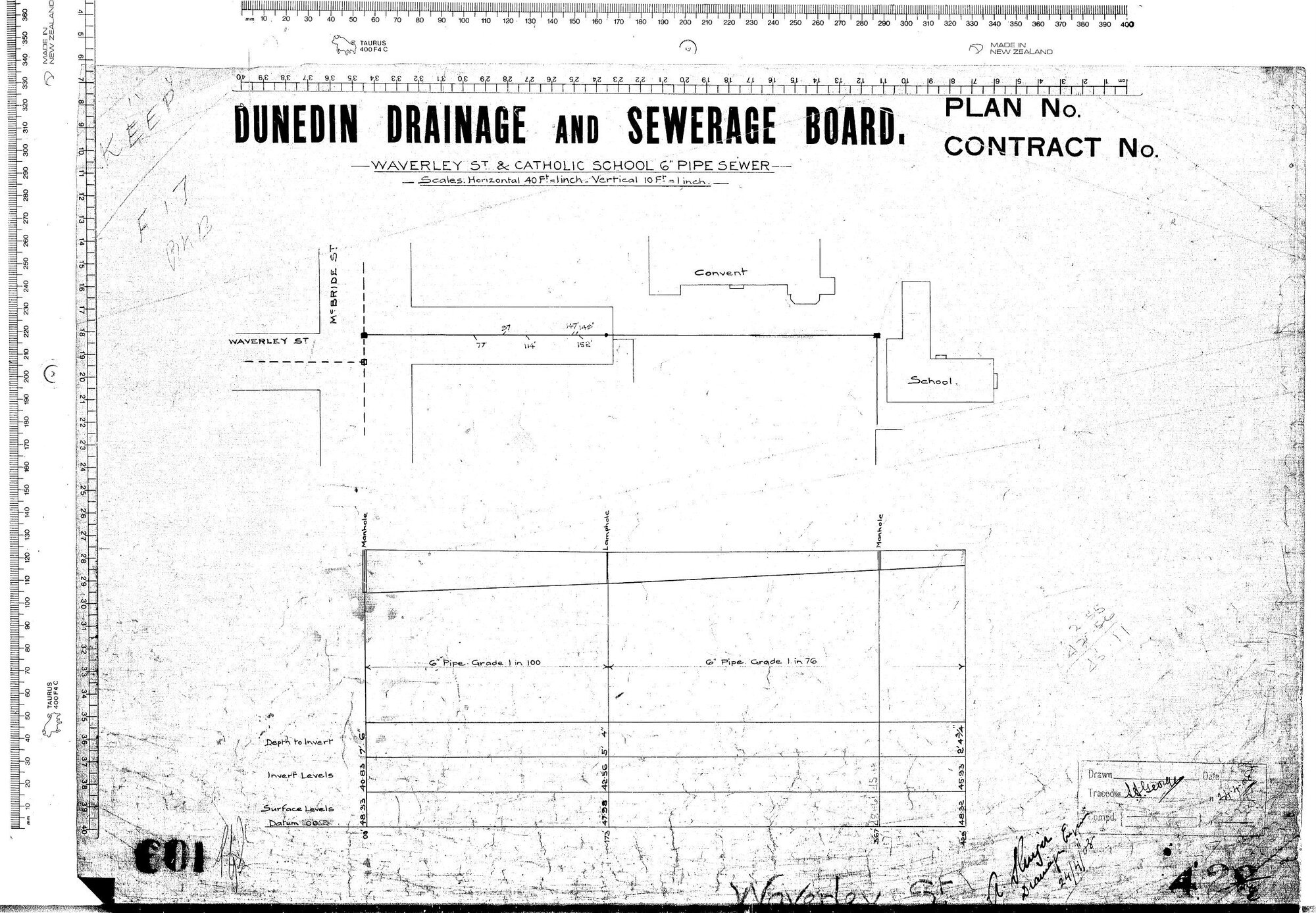 WAVERLEY ST &amp; CATHOLIC SCHOOL 6" PIPE SEWER