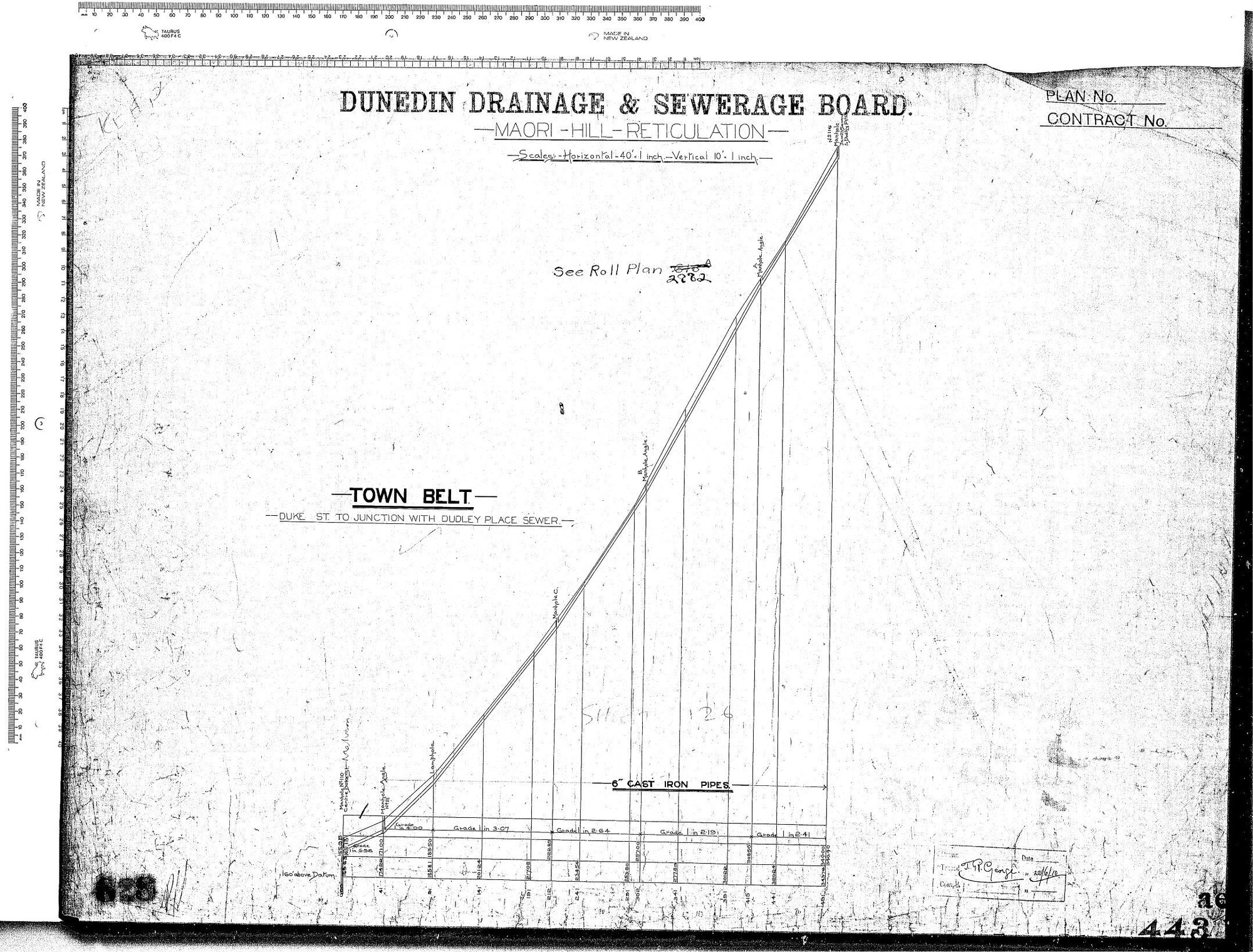 MAORI HILL RETICULATION  TOWN BELT DUKE ST TO JUNCTION WITH DUDLEY PLACE SEWER