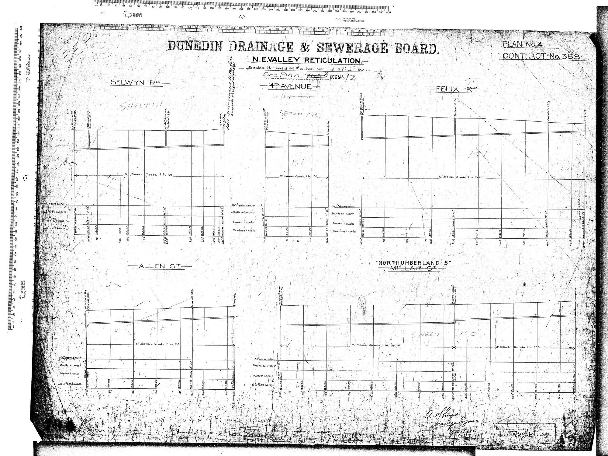 N.E. VALLEY RETICULATION - SELWYN RD. 4TH AVENUE. FELIX RD. ALLEN ST. NORTHUMBERLAND ST