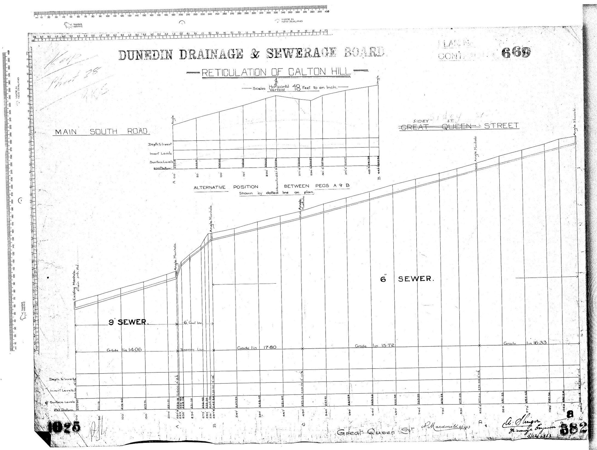RETICULATION OF CALTON HILL - MAIN SOUTH ROAD.  SIDEY STREET.