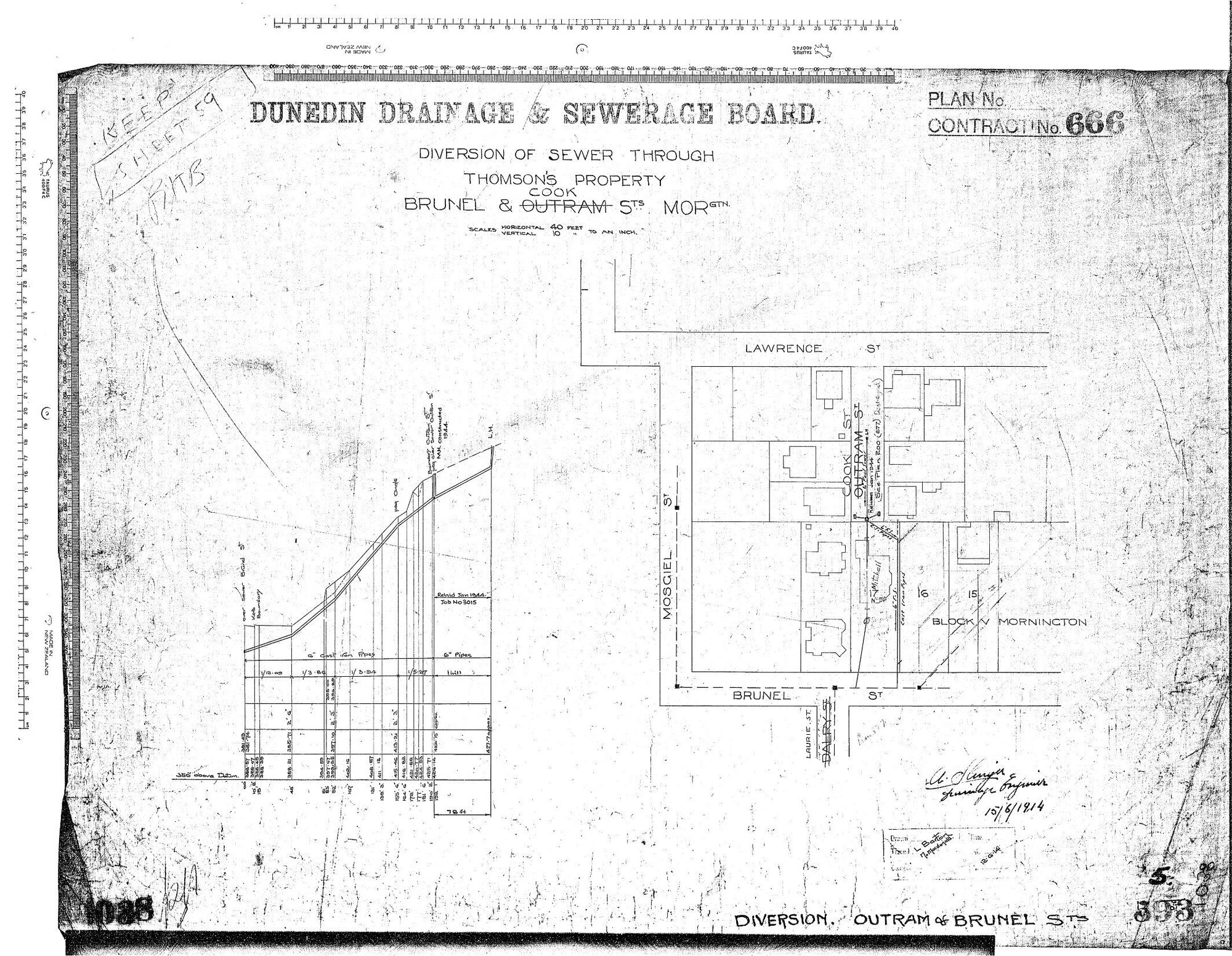 DIVERSION OF SEWER THROUGH THOMSON'S PROPERTY - BRUNEL &amp; COOK ST'S. MORNINGTON