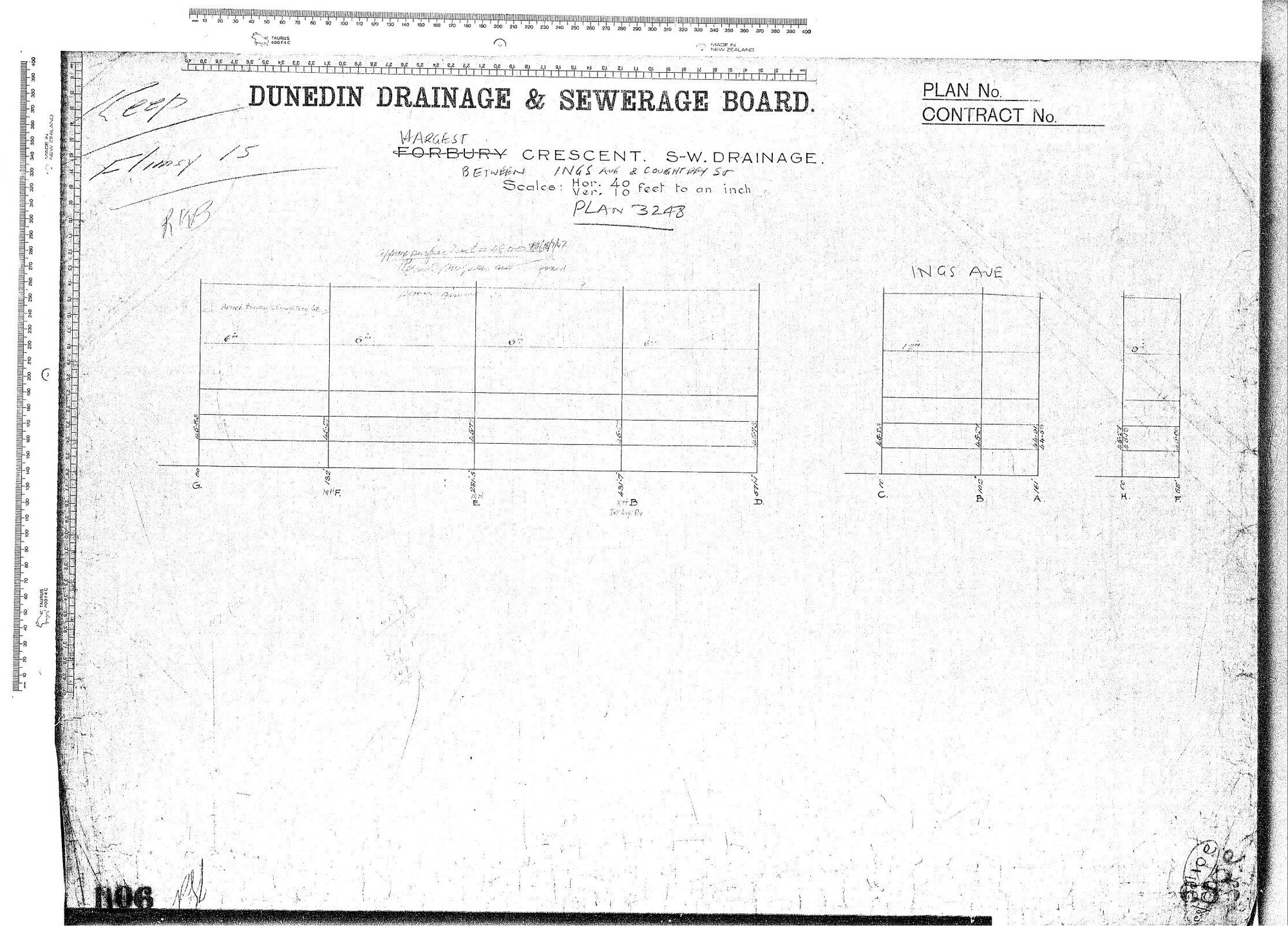 HARGEST CRESCENT.  S-W. DRAINAGE.  BETWEEN INGS AVE &amp; COUGHTREY ST - PLAN 3248