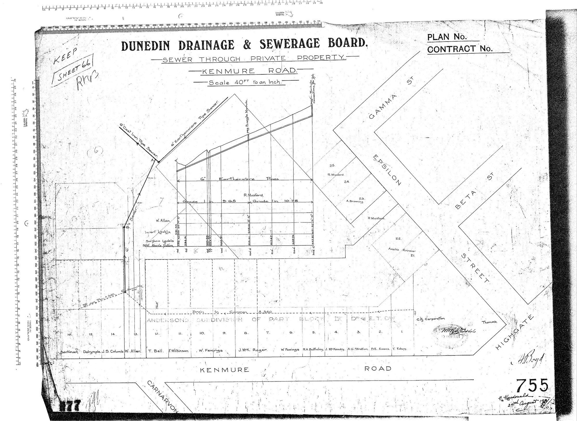 SEWER THROUGH PRIVATE PROPERTY - KENMURE ROAD