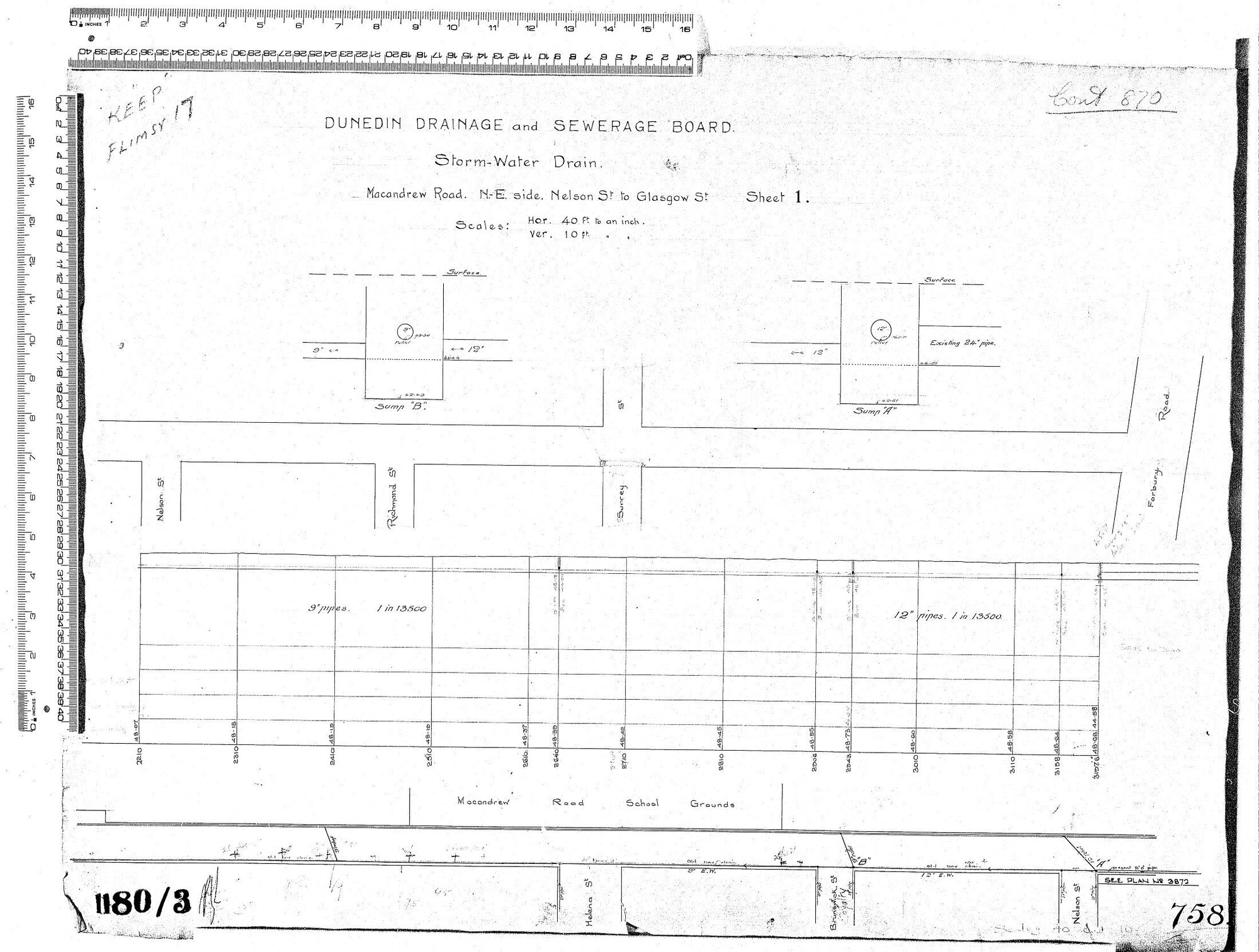 STORM-WATER DRAIN.  MACANDREW ROAD. N-E SIDE. NELSON ST. TO GLASGOW ST. SHEET 1