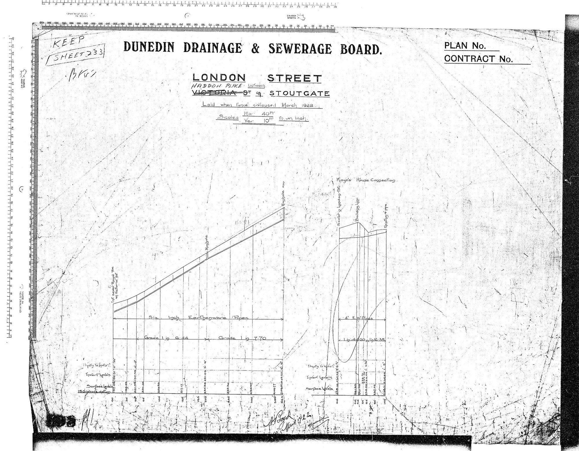 LONDON STREET - HADDON PLACE BETWEEN STOUTGATE - LAID WHEN TUNNEL COLLAPSED MARCH 1922