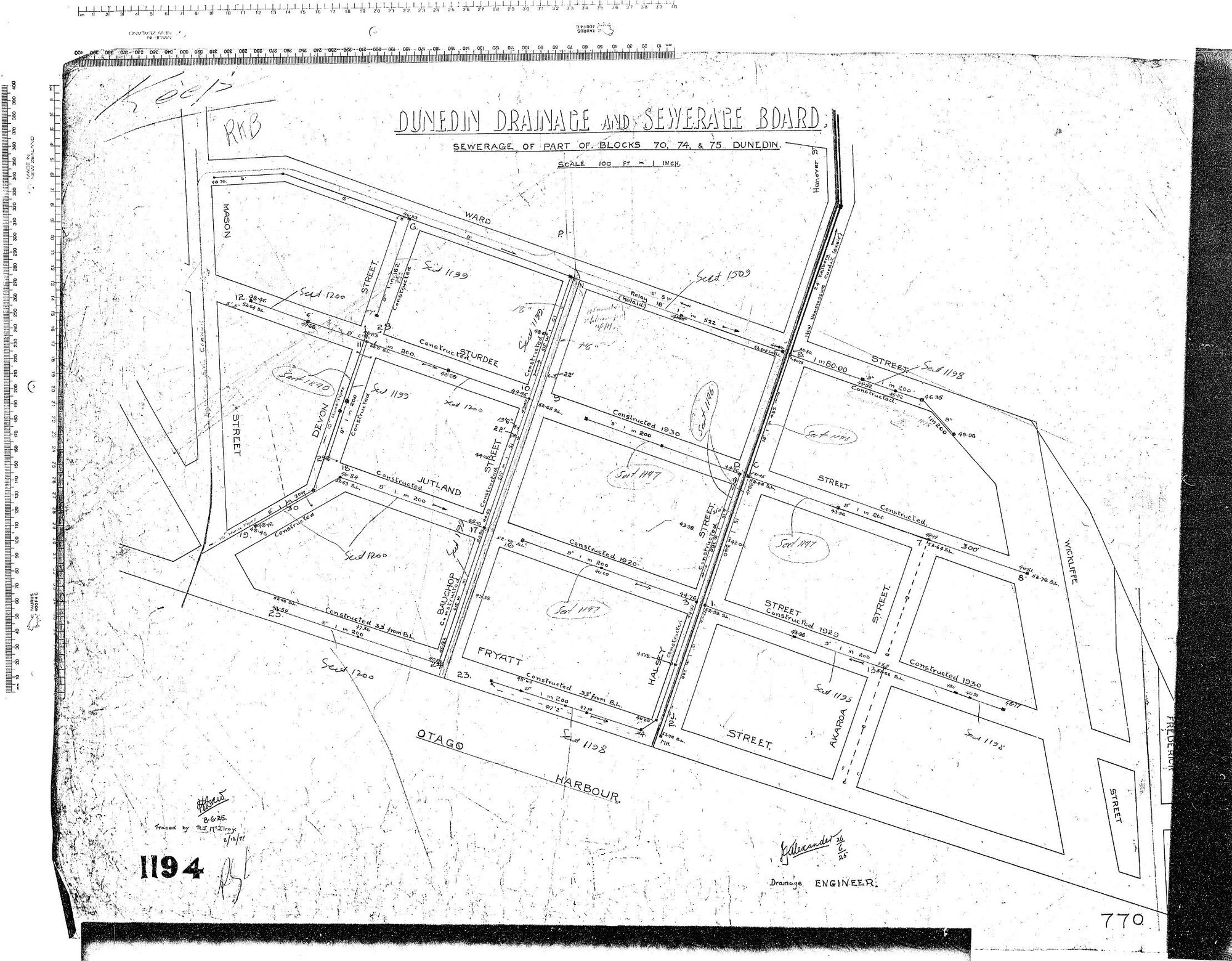 SEWERAGE OF PART OF BLOCKS 70, 74, &amp; 75 DUNEDIN