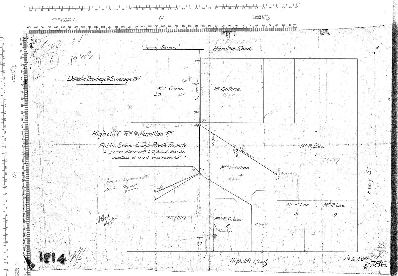 HIGHCLIFF RD. &amp; HAMILTON RD. - PUBLIC SEWER THROUGH PRIVATE PROPERTY