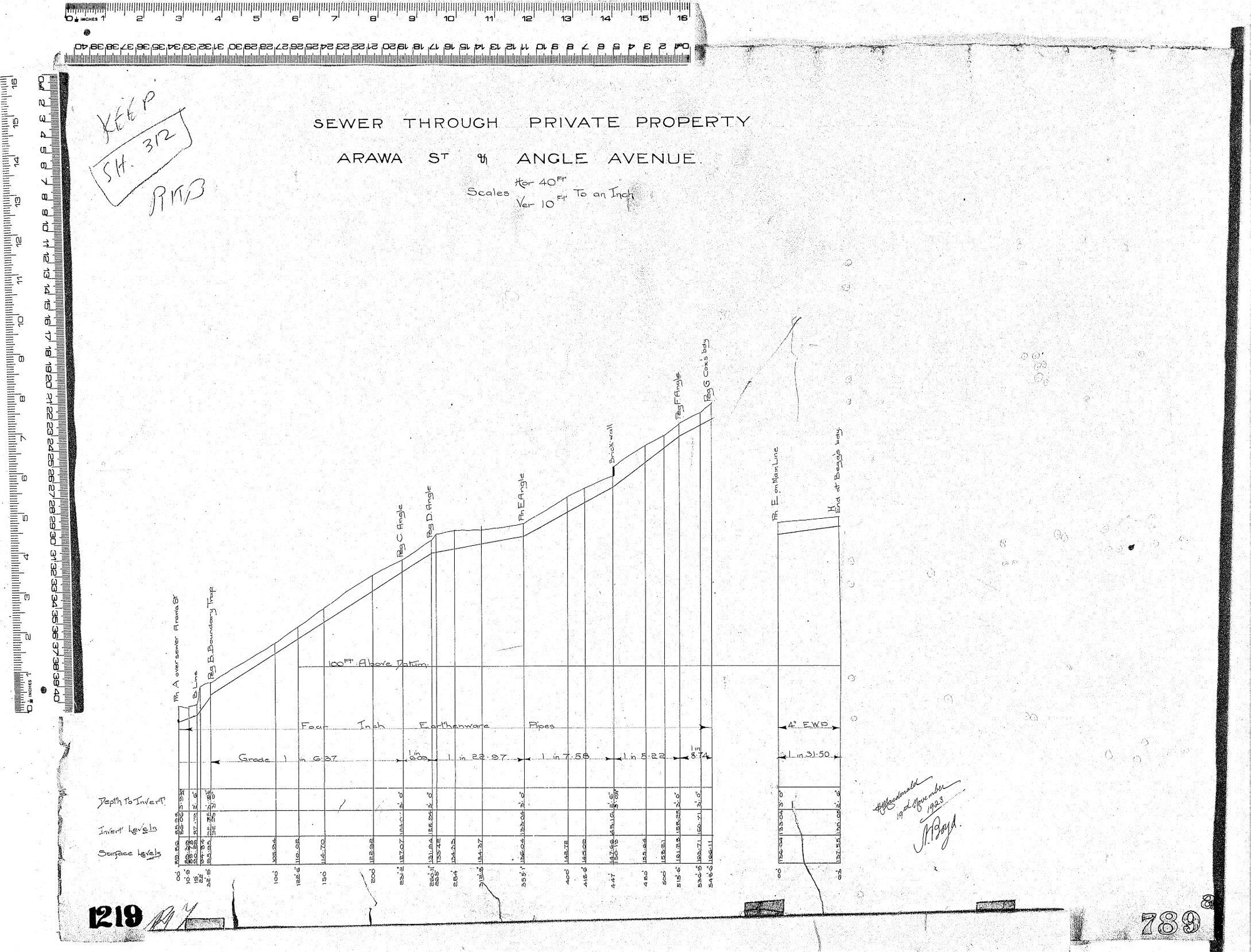SEWER THROUGH PRIVATE PROPERTY - ARAWA ST. &amp; ANGLE AVENUE