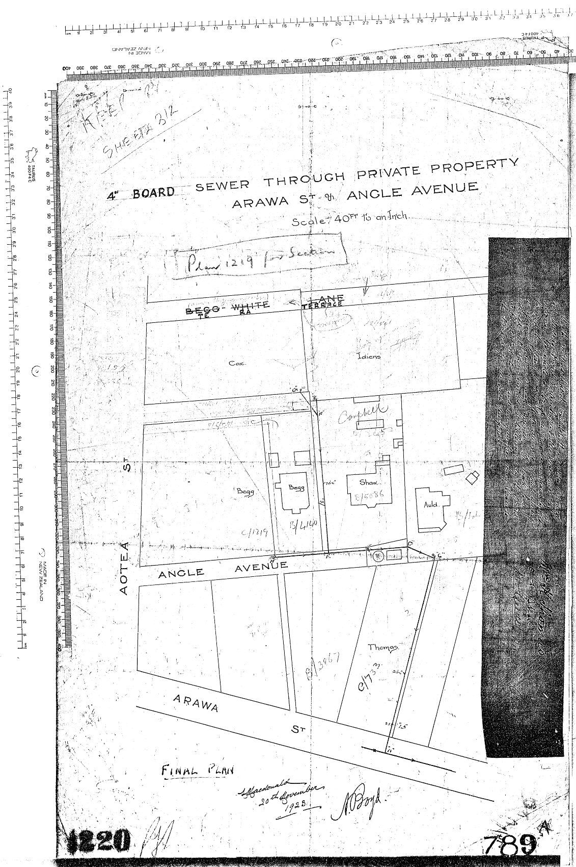 4"D SEWER THROUGH PRIVATE PROPERTY ARAWA ST &amp; ANGLE AVENUE
