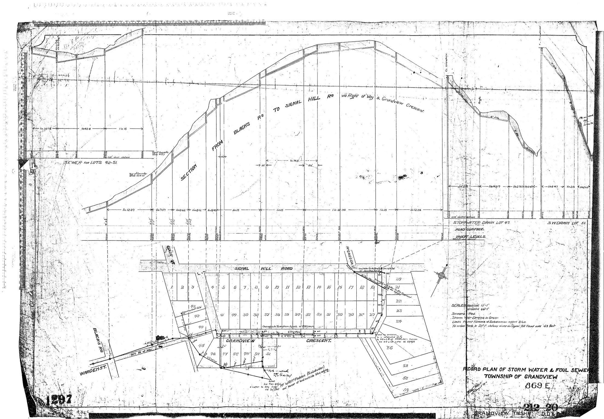 RECORD PLAN OF STORMWATER &amp; FOUL SEWER TOWNSHIP OF GRANDVIEW