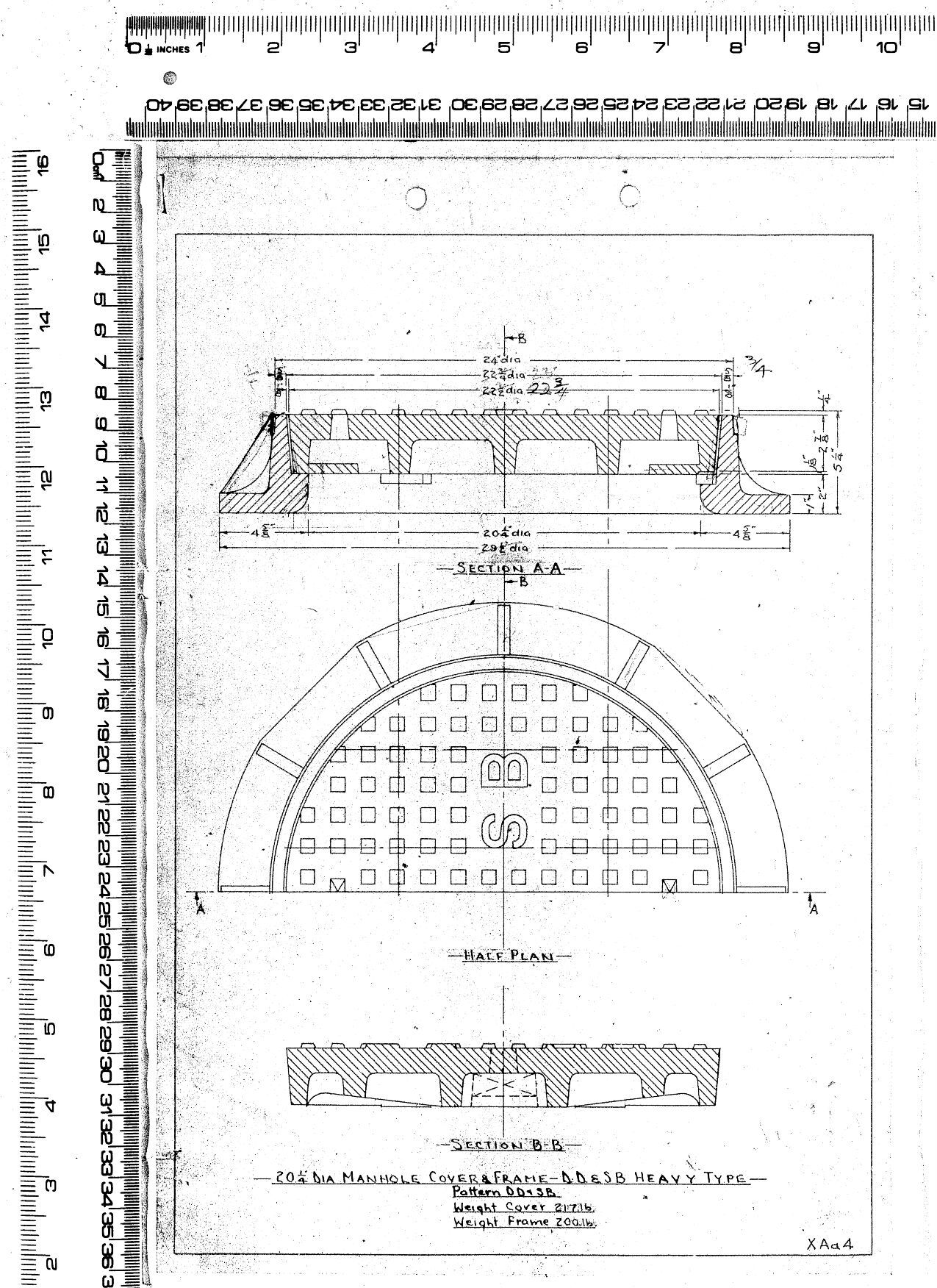 20 1/4" DIA MANHOLE COVER &amp; FRAME - D.D. &amp; S.B. HEAVY TYPE