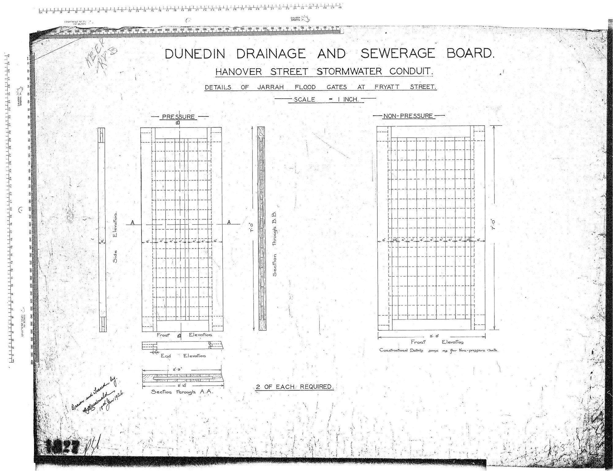 HANOVER HALSEY ST'S STORMWATER CONDUITS  DETAILS OF JARRAH FLOOD GATES AT FRYATT STREET