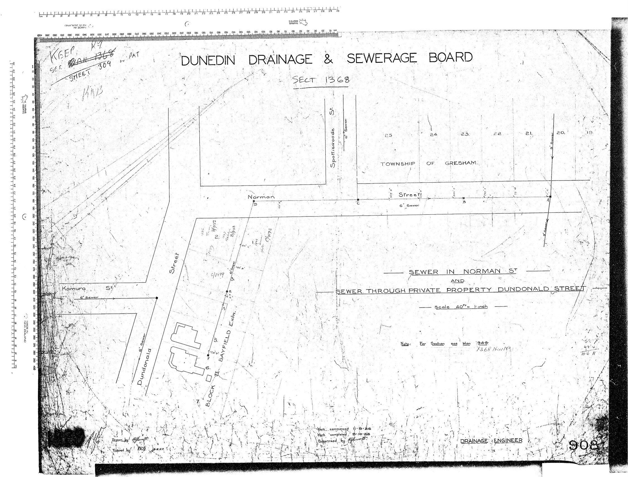 SEWER IN NORMAN ST.  - SEWER THROUGH PRIVATE PROPERTY DUNDONALD STREET