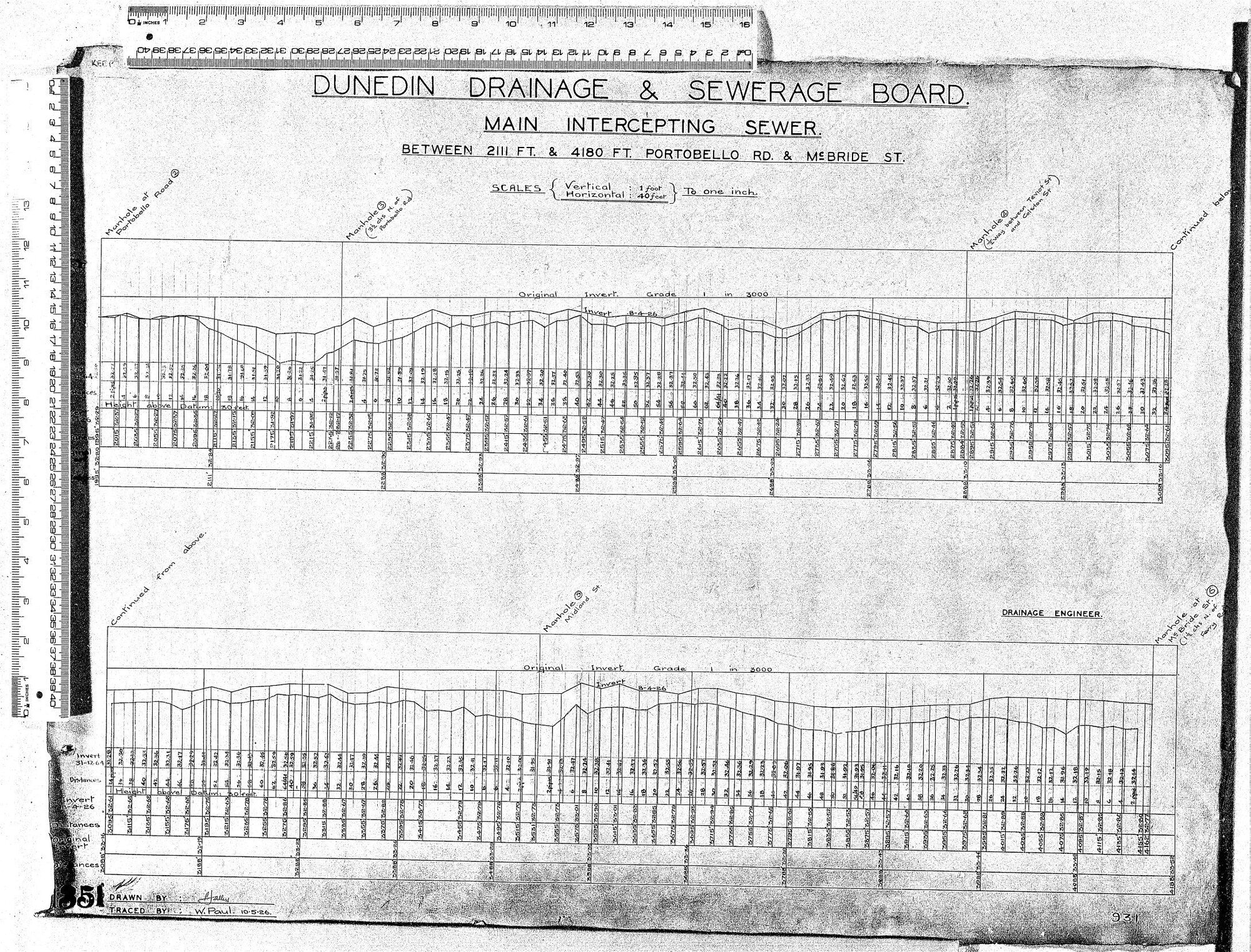 MAIN INTERCEPTING SEWER - BETWEEN 211 FT. &amp; 4180 FT - PORTOBELLO ROAD &amp; Mc BRIDE ST