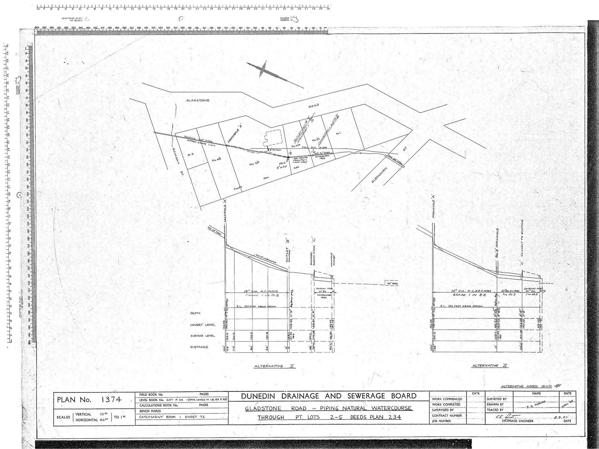 GLADSTONE ROAD - PIPING NATURAL WATERCOURSE THROUGH PT. LOTS 2-5 DEEDS PALN 234