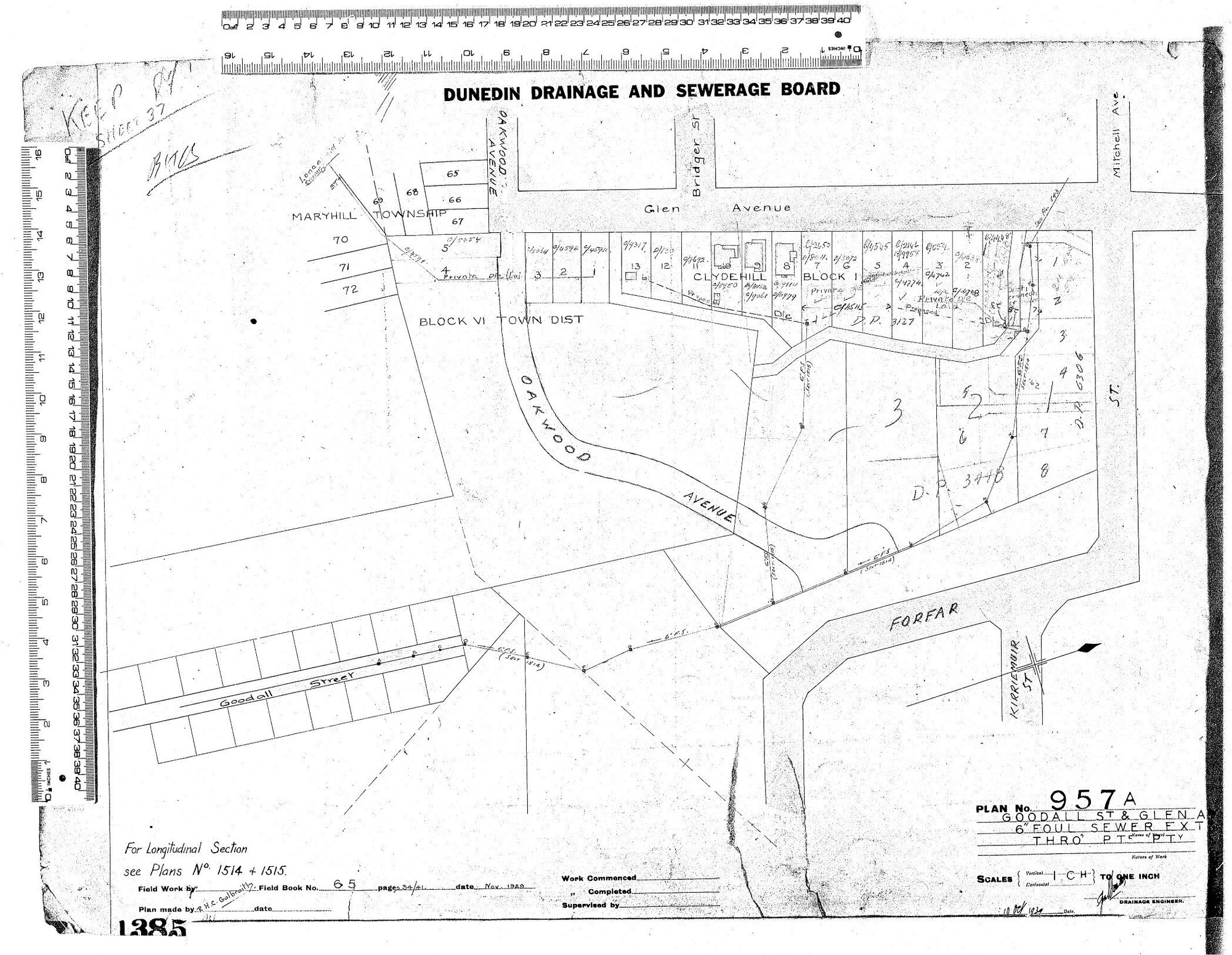 GOODALL ST &amp; GLEN AVE 6" FOUL SEWER EXT THRO PT PTY