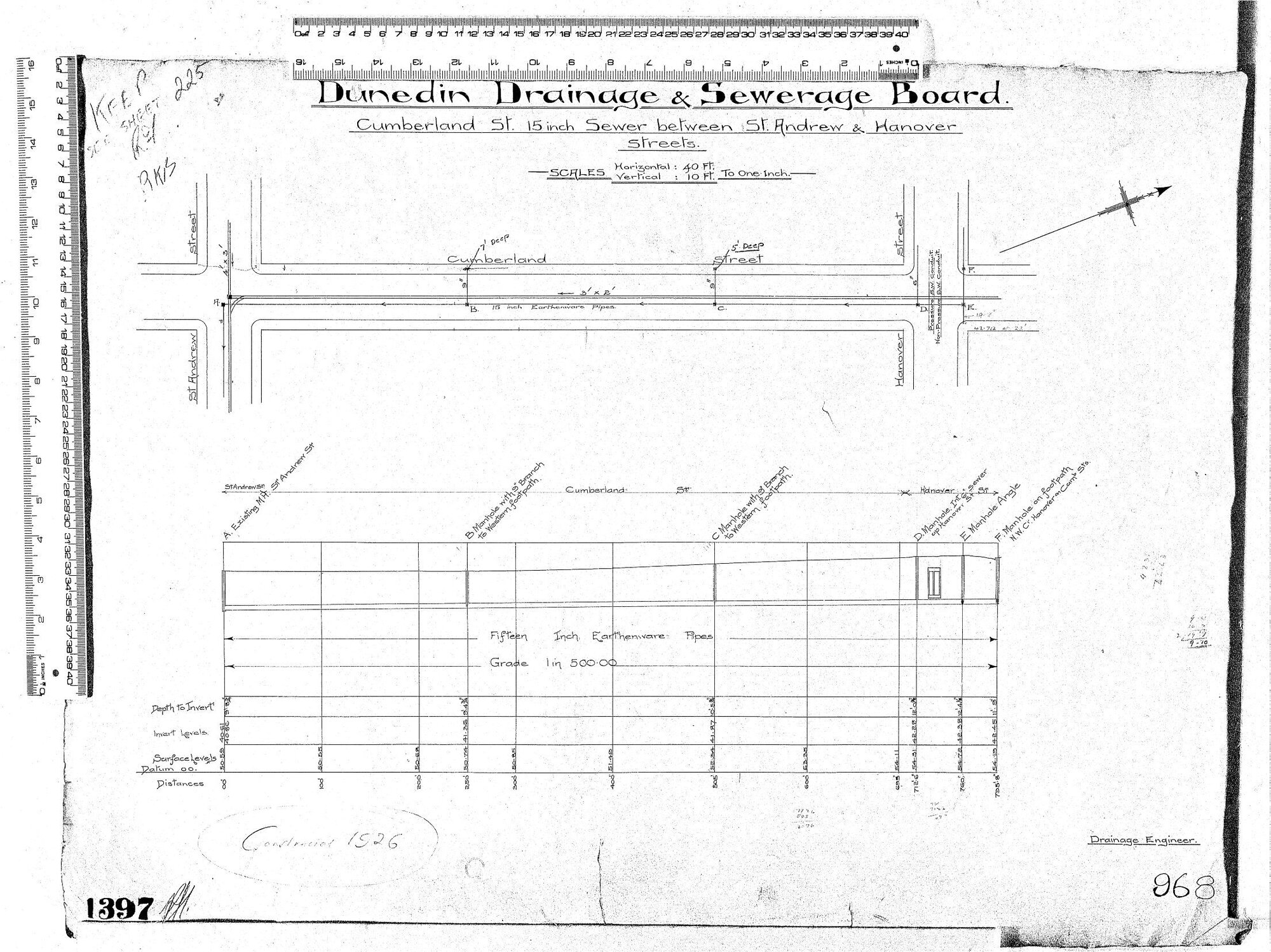 CUMBERLAND ST. 15" SEWER BETWEEN ST ANDREW &amp; HANOVER STREETS
