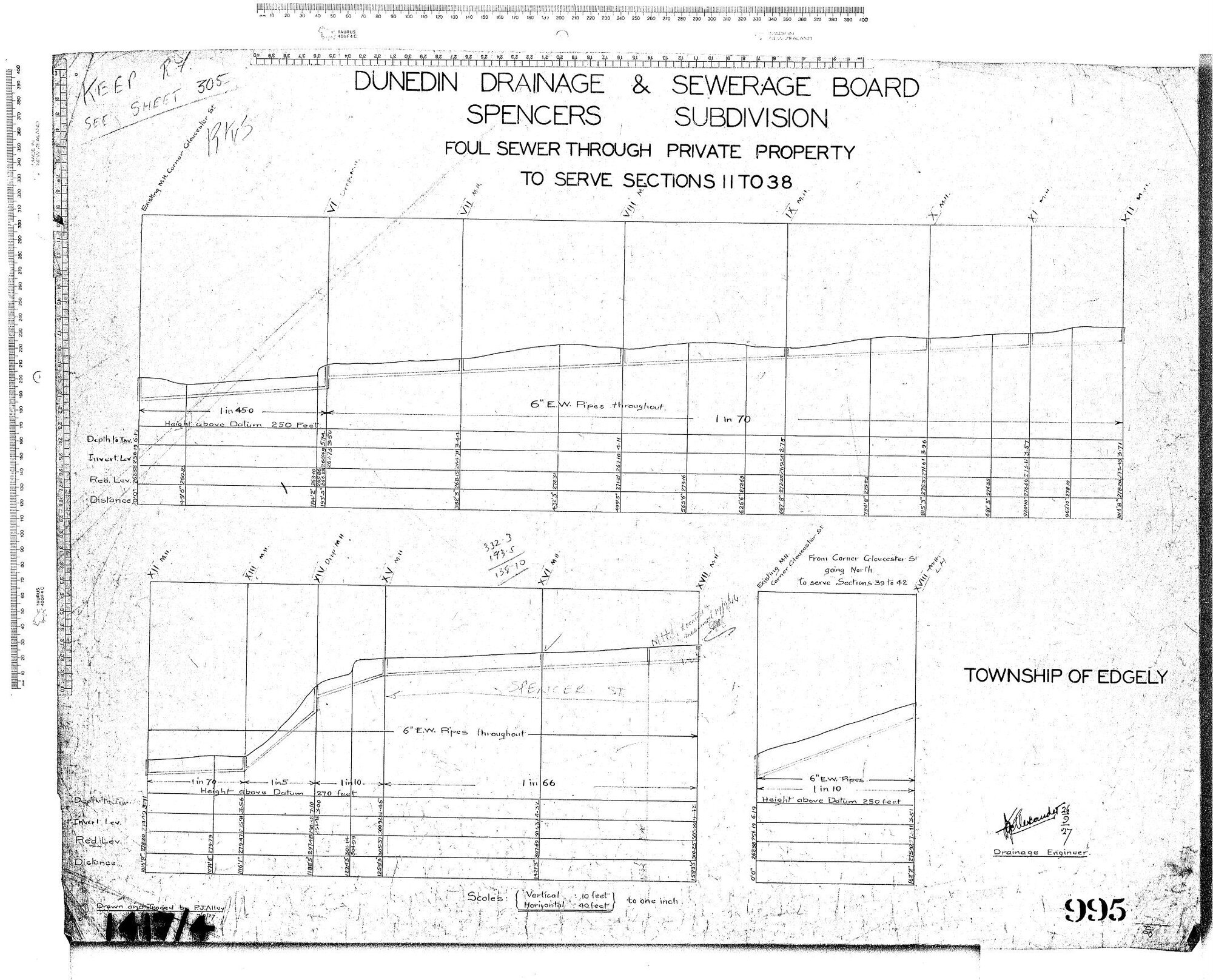 SPENCERS SUBDIVISION - FOUL SEWER THROUGH PRIVATE PROPERTY TO SERVE SECTIONS 11 TO 38