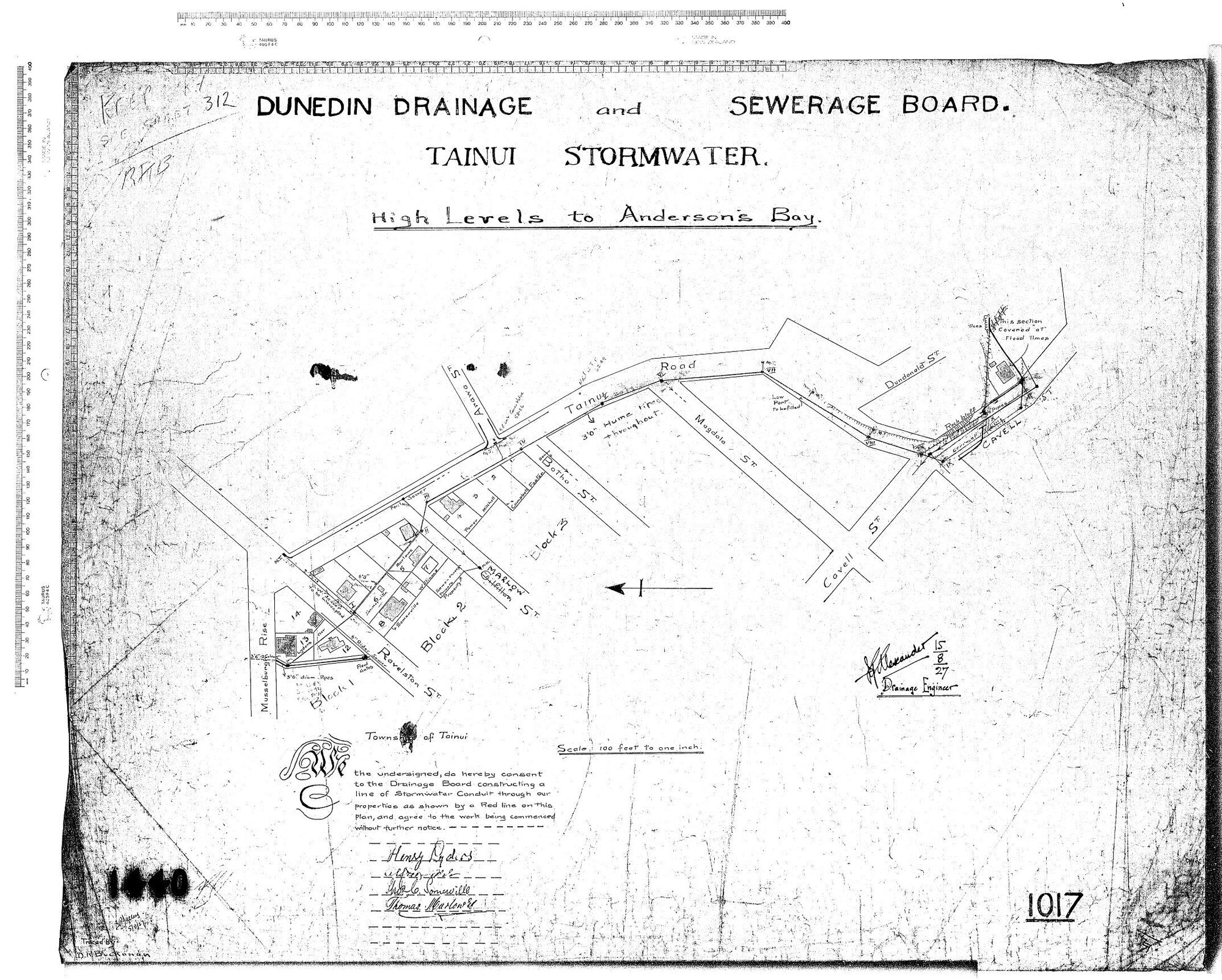TAINUI STORMWATER - HIGH LEVELLS TO ANDERSON'S BAY