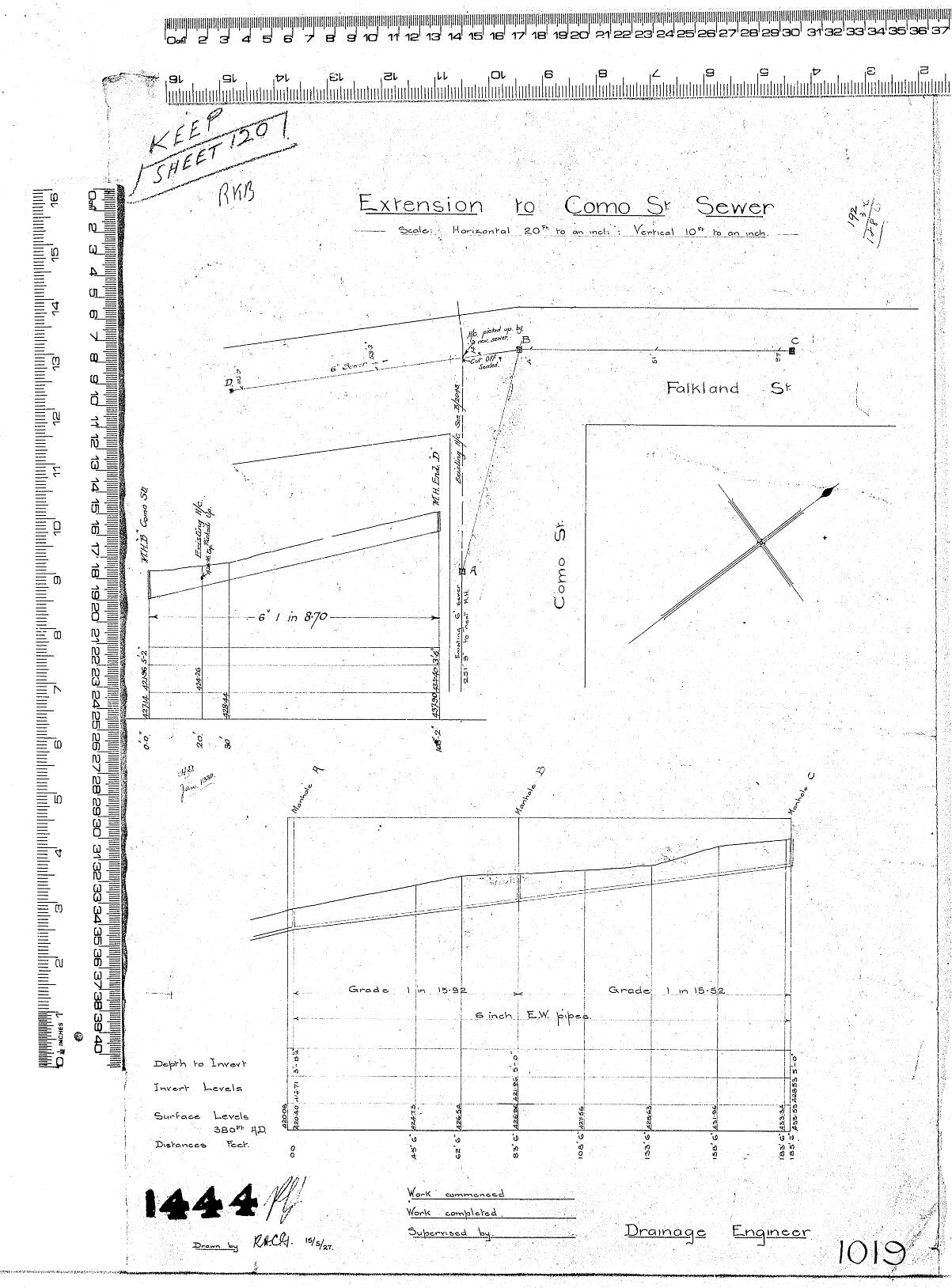 EXTENSION TO COMO ST SEWER