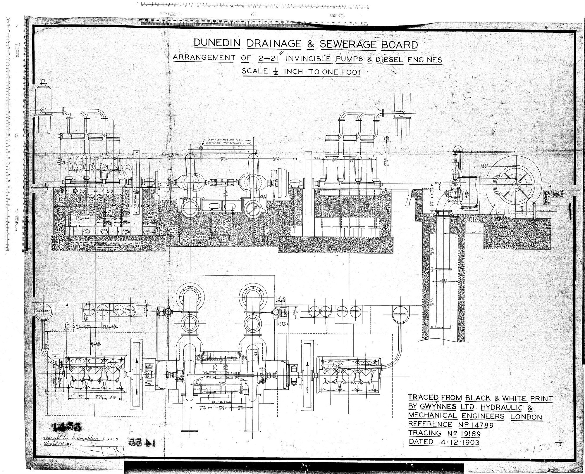 ARRANGEMENT OF 2-21" INVINCIBLE PUMPS &amp; DIESEL ENGINES