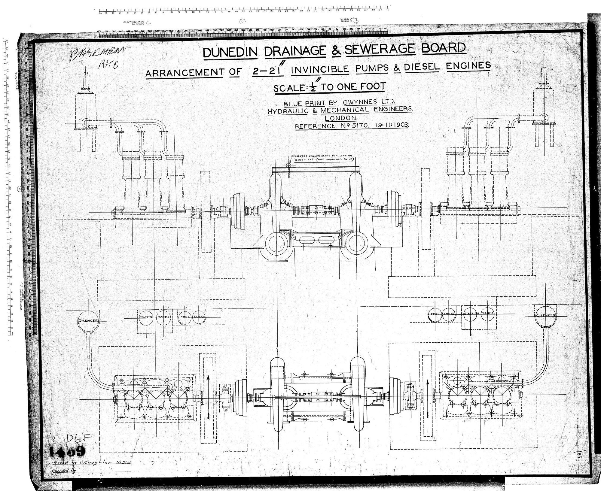 ARRANGEMENT OF 2-21" INVINCIBLE PUMPS &amp; DIESEL ENGINES