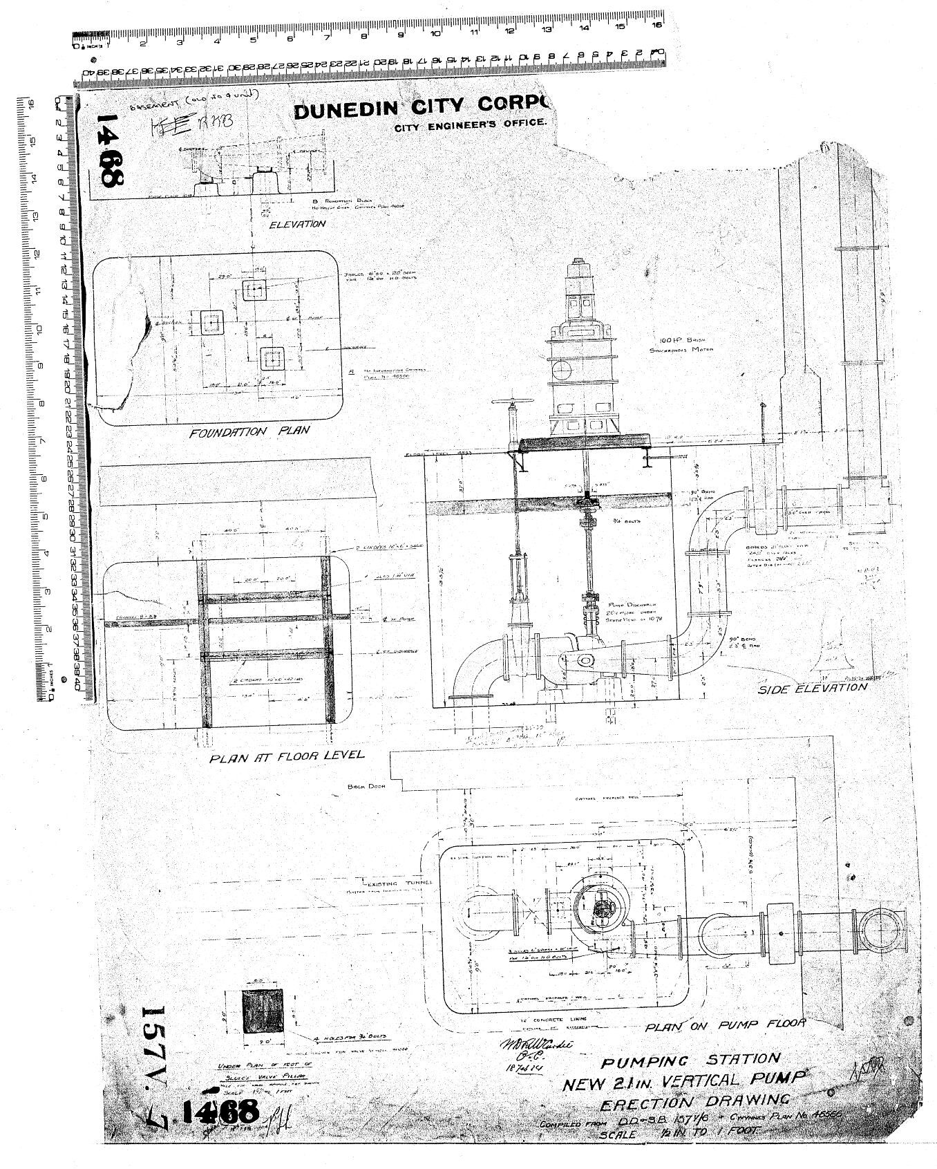 PUMPING STATION NEW 21" VERTICAL PUMP ERECTION DRAWING