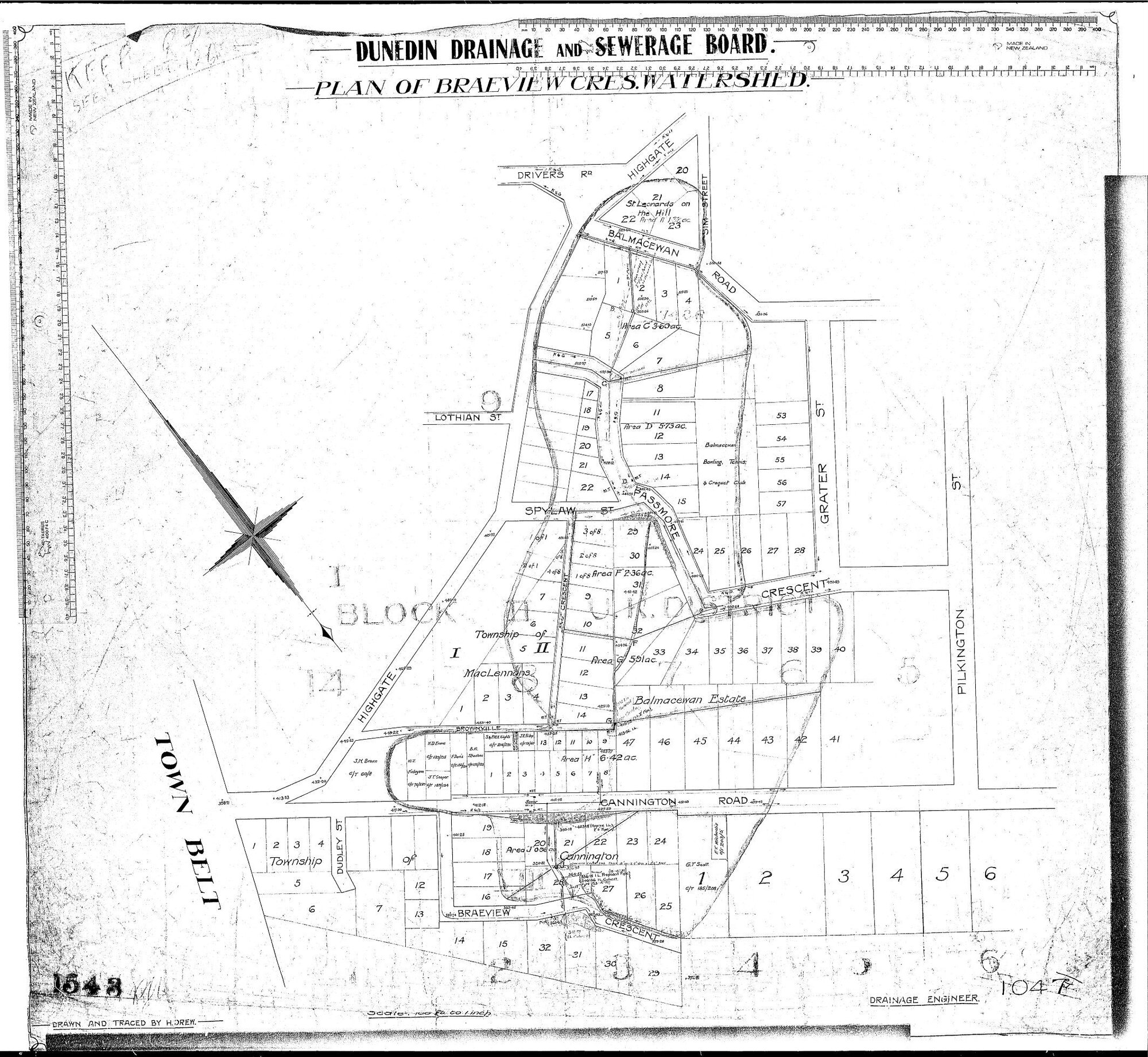 PLAN OF BRAEVIEW CRES. WATERSHED