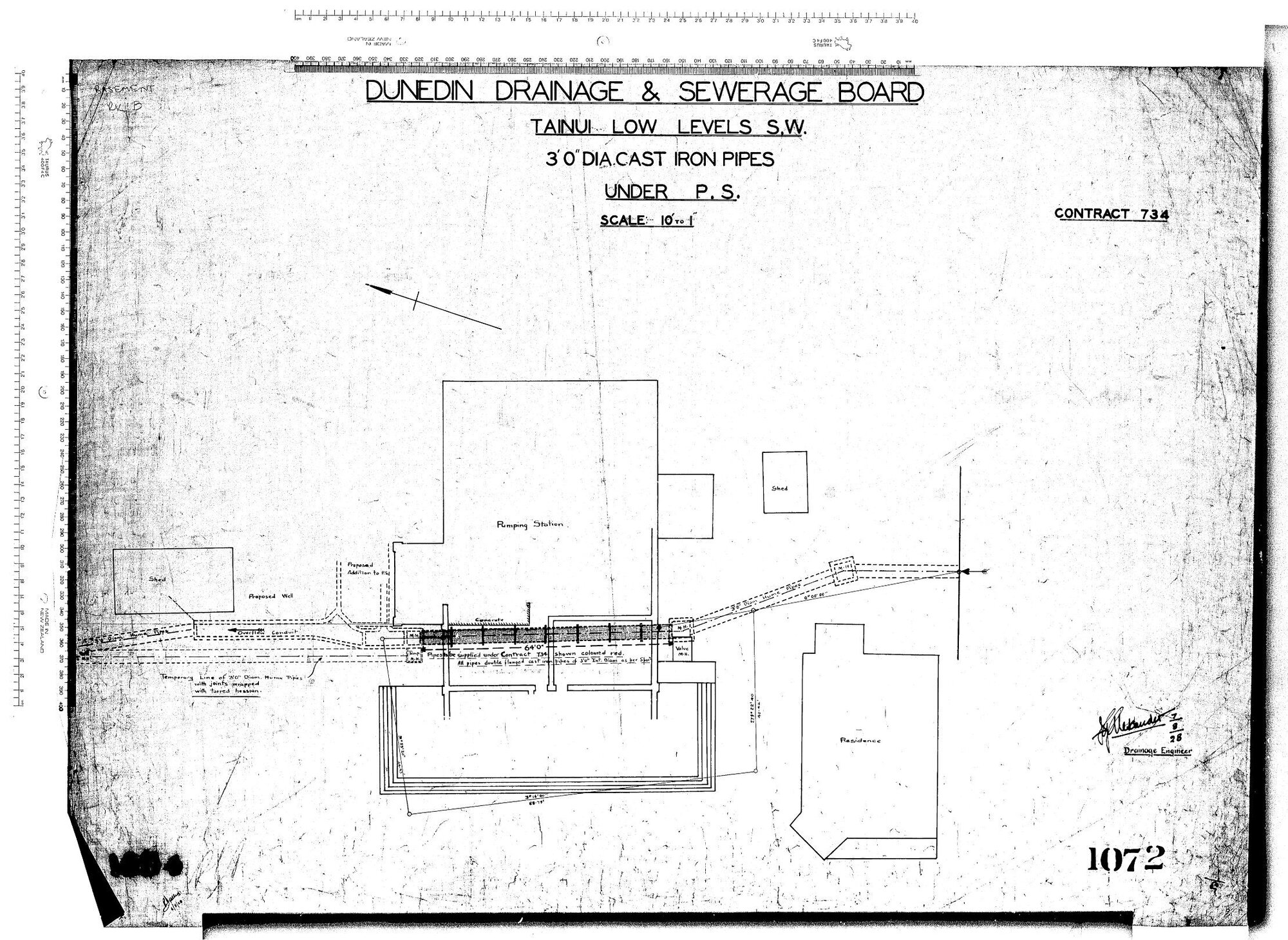 TAINUI LOW LEVELS S.W. 3'0" DIA. CAST IRON PIPES UNDER P.S. 