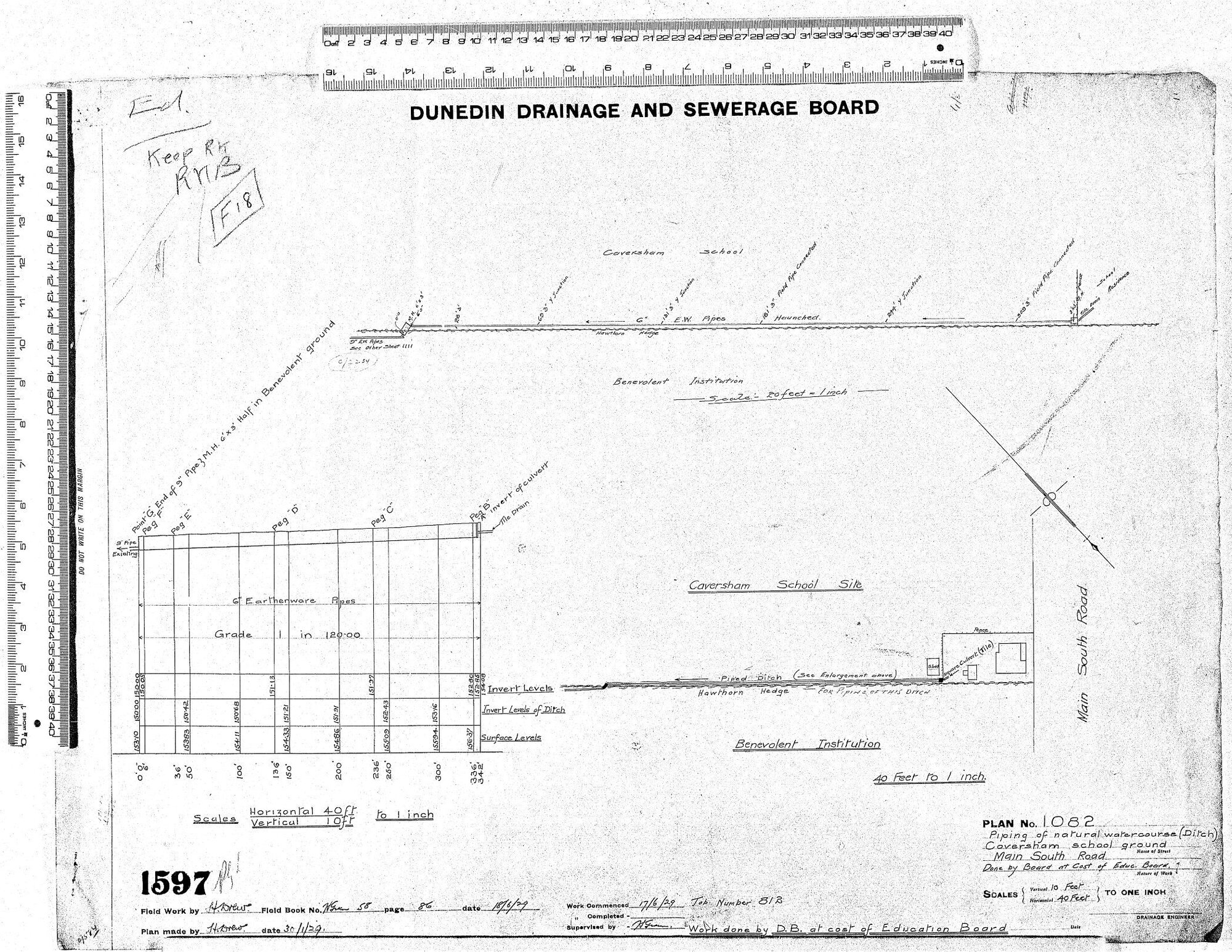 PIPING OF NATURAL WATERCOURSE (DITCH) CAVERSHAM SCHOOL GROUND MAIN SOUTH ROAD