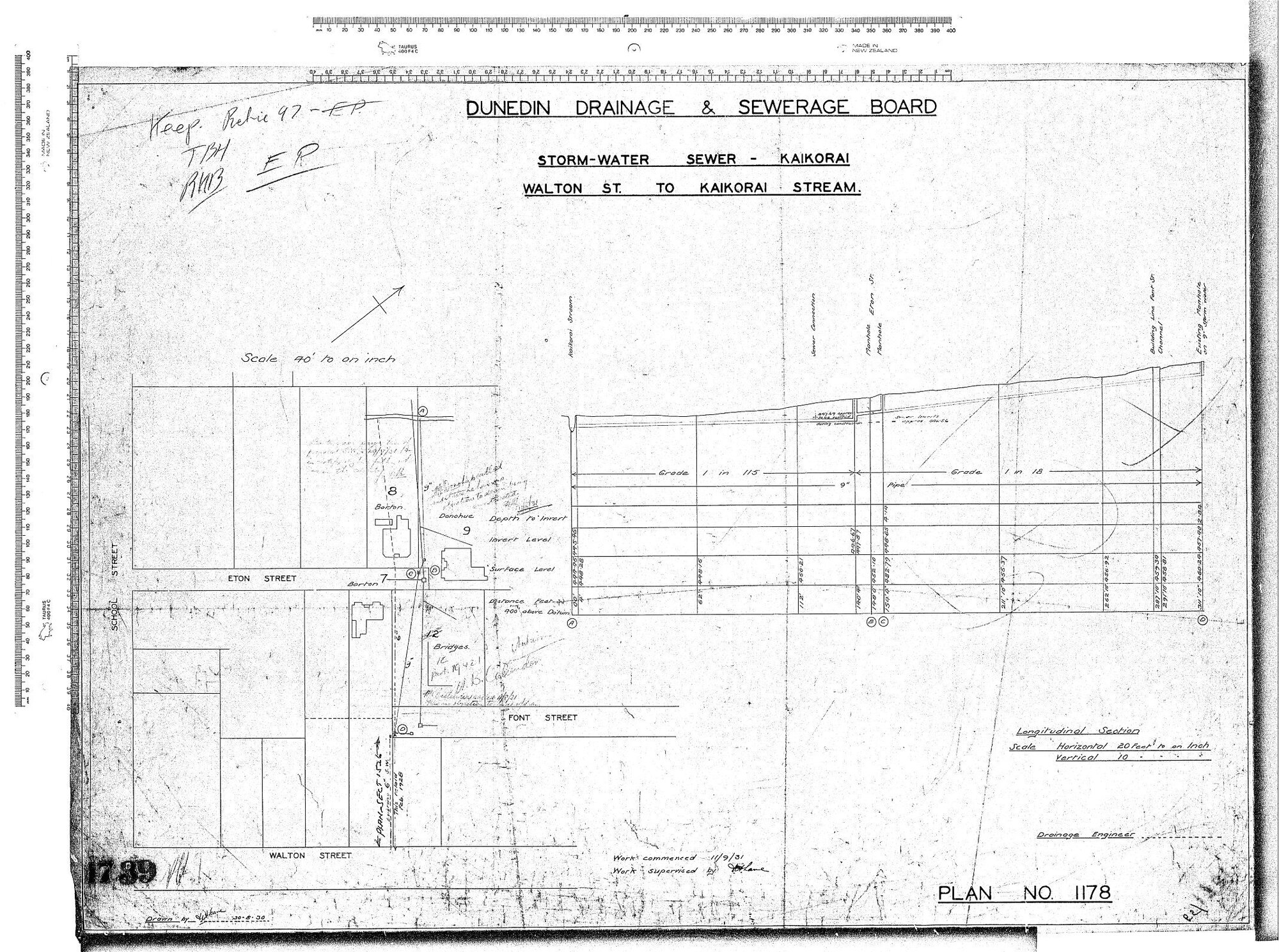 STORM-WATER SEWER - KAIKORAI  WALTON ST. TO KAIKORAI STREAM