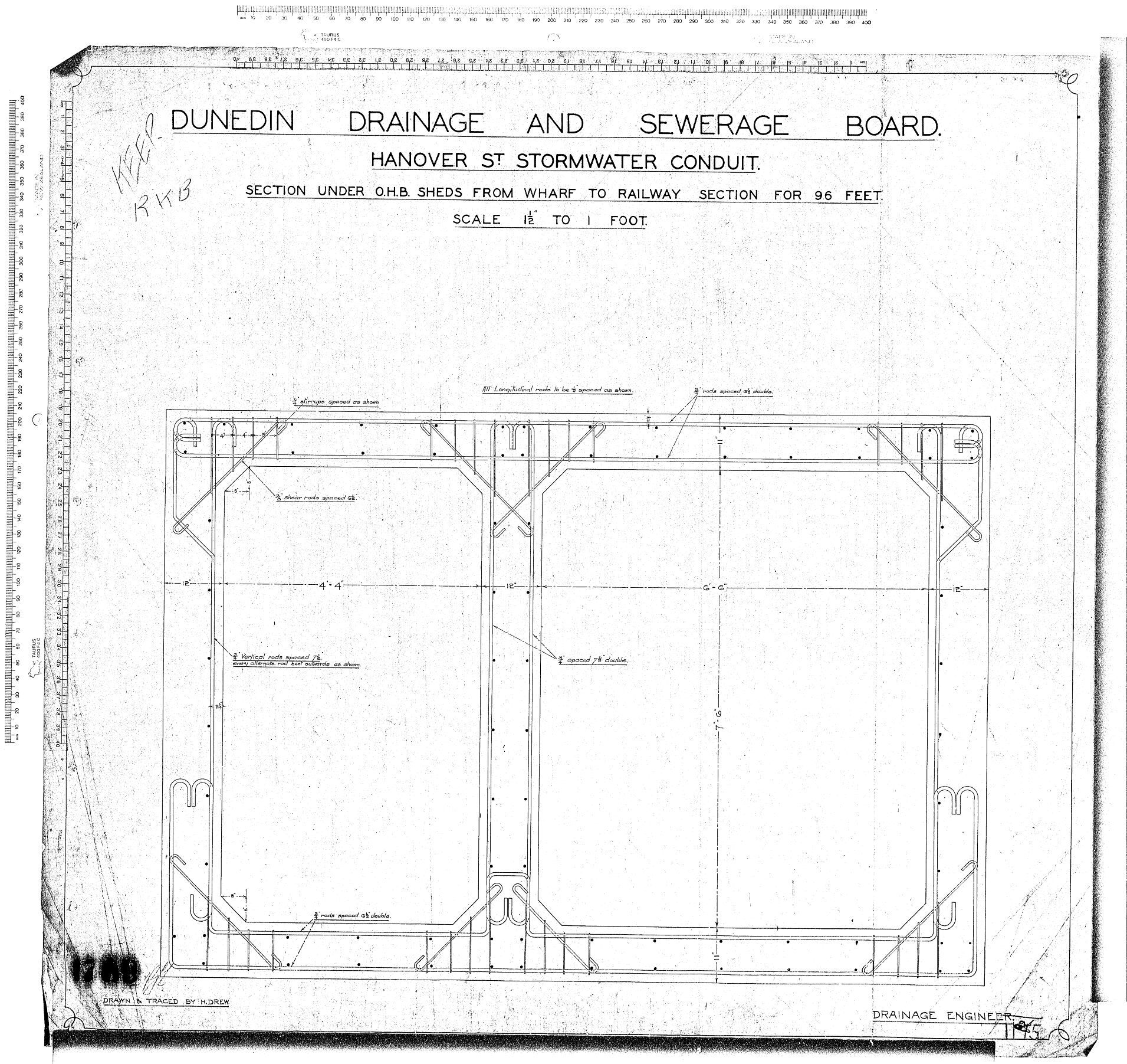 HANOVER ST STORMWATER CONDUIT SECTION UNDER O.H.B. SHEDS FROM WHARF TO RAILWAY SECTION FOR 96 FEET