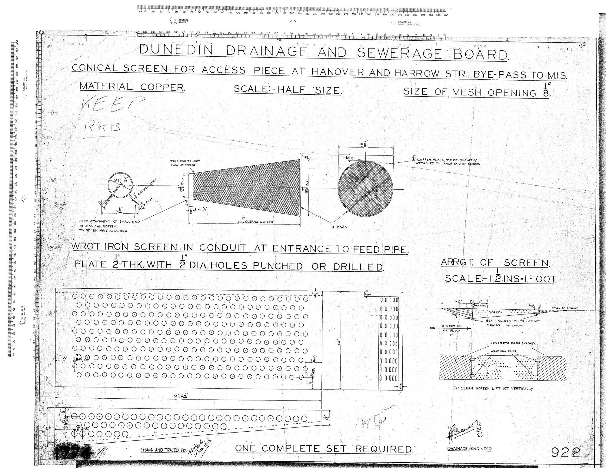 CONICAL SCREEN FOR ACCESS PIECE AT HANOVER AND HARROW SR=TR. BYE-PASS M.I.S