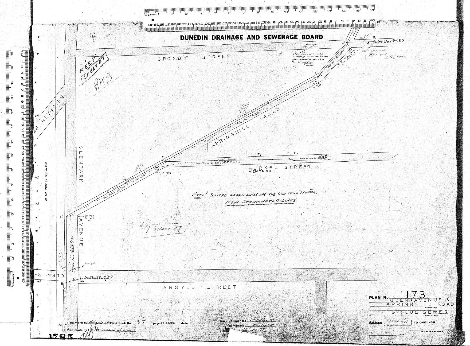 GLEN AVENUE &amp; SPRINGHILL ROAD  6" FOUL SEWER